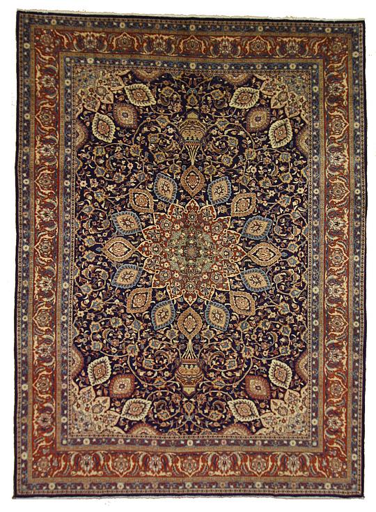 Navy Blue 267cm x 370cm Sarough Persian Rug Persian Rugs iRugs NZ