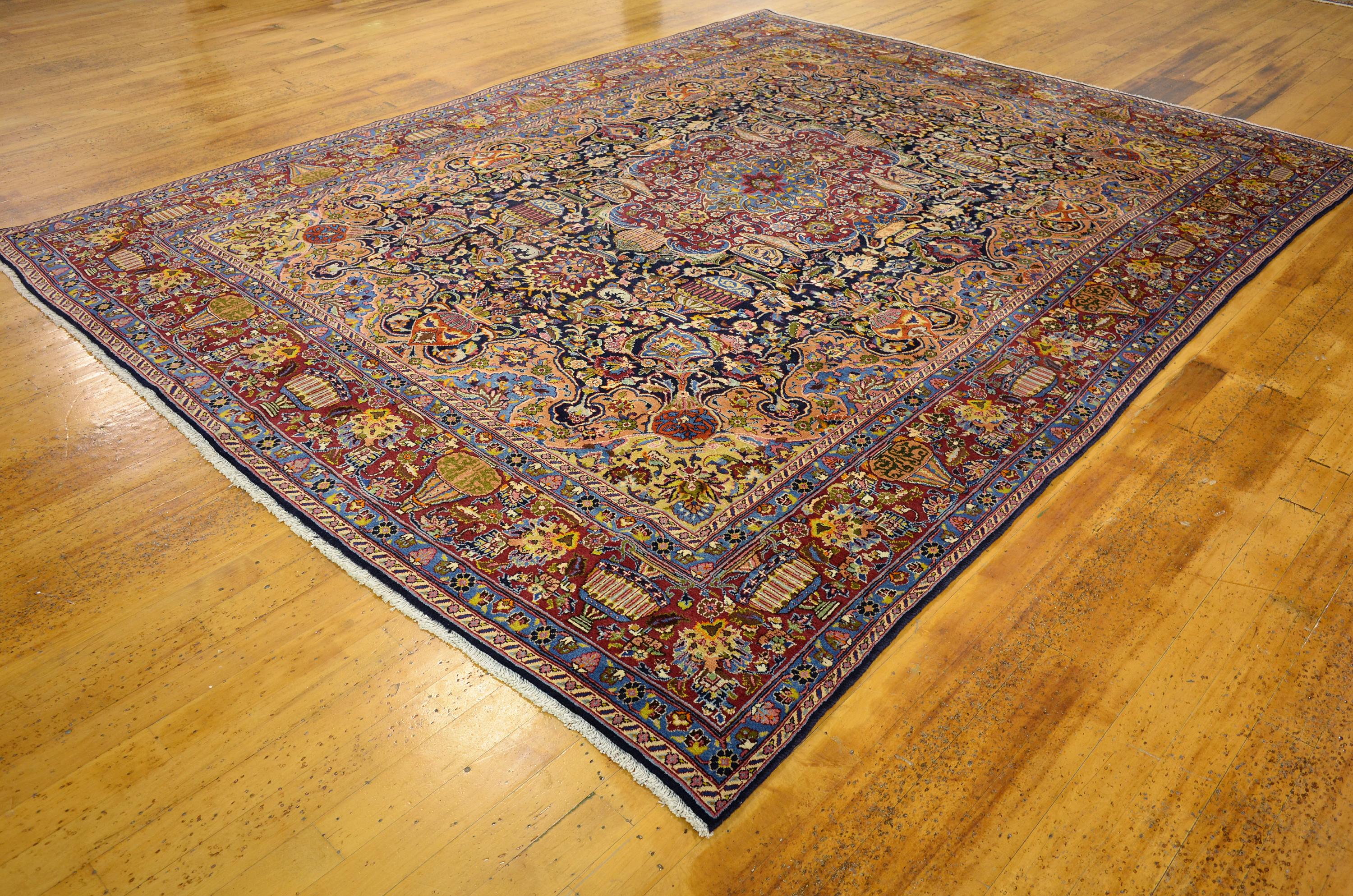Navy Blue 9' 5 x 12' 2 Kashmar Persian Rug eSaleRugs