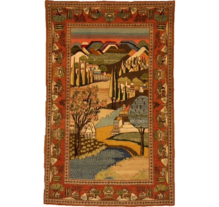 4' 2 x 6' 9 Kashan Persian Rug