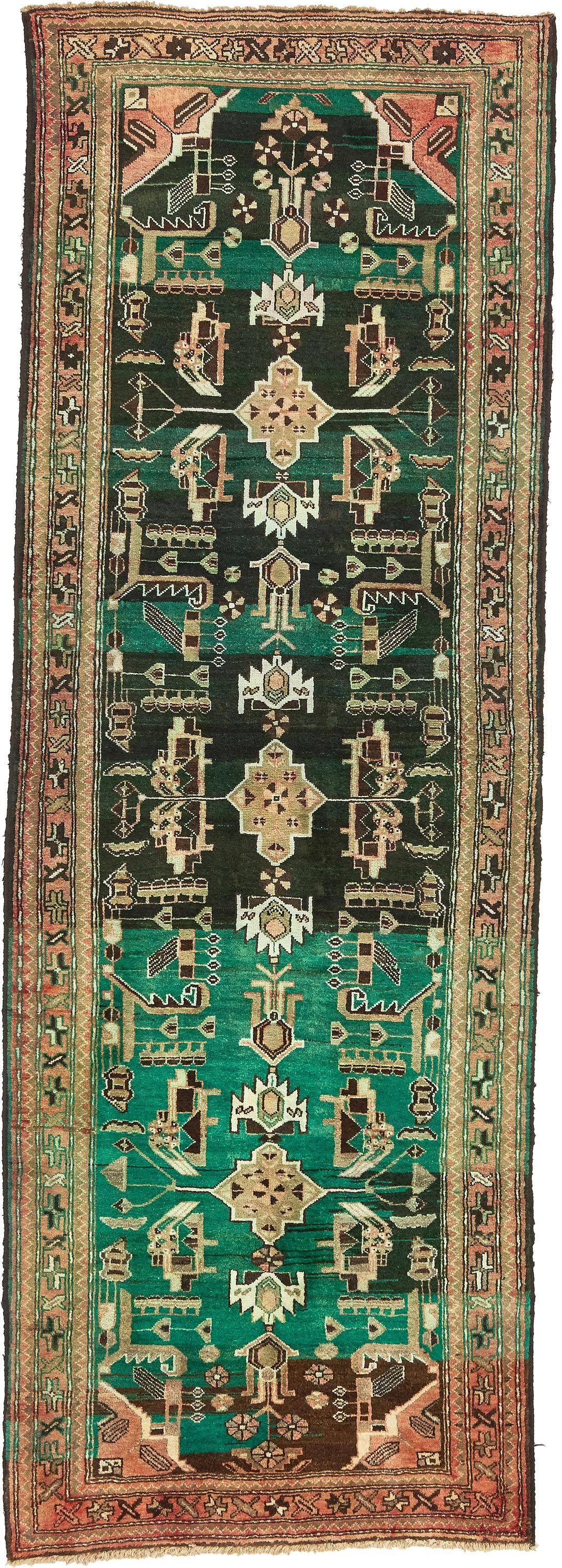 Green 3' 5 x 10' Hamedan Persian Runner Rug eSaleRugs