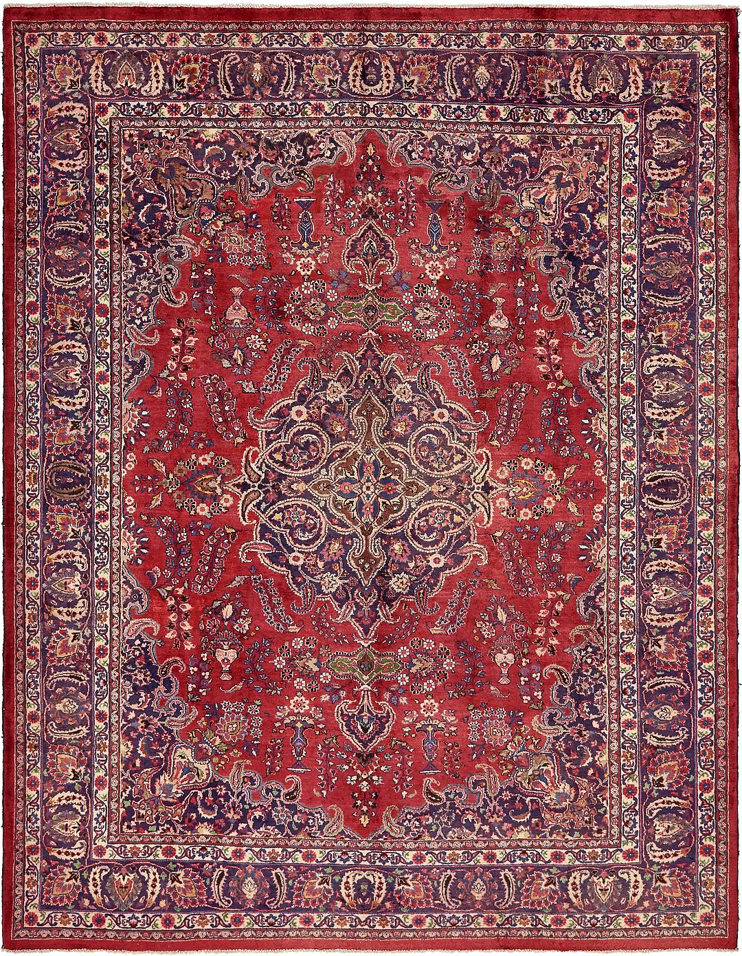 Red 10' x 12' 8 Mashad Persian Rug Persian Rugs iRugs UK