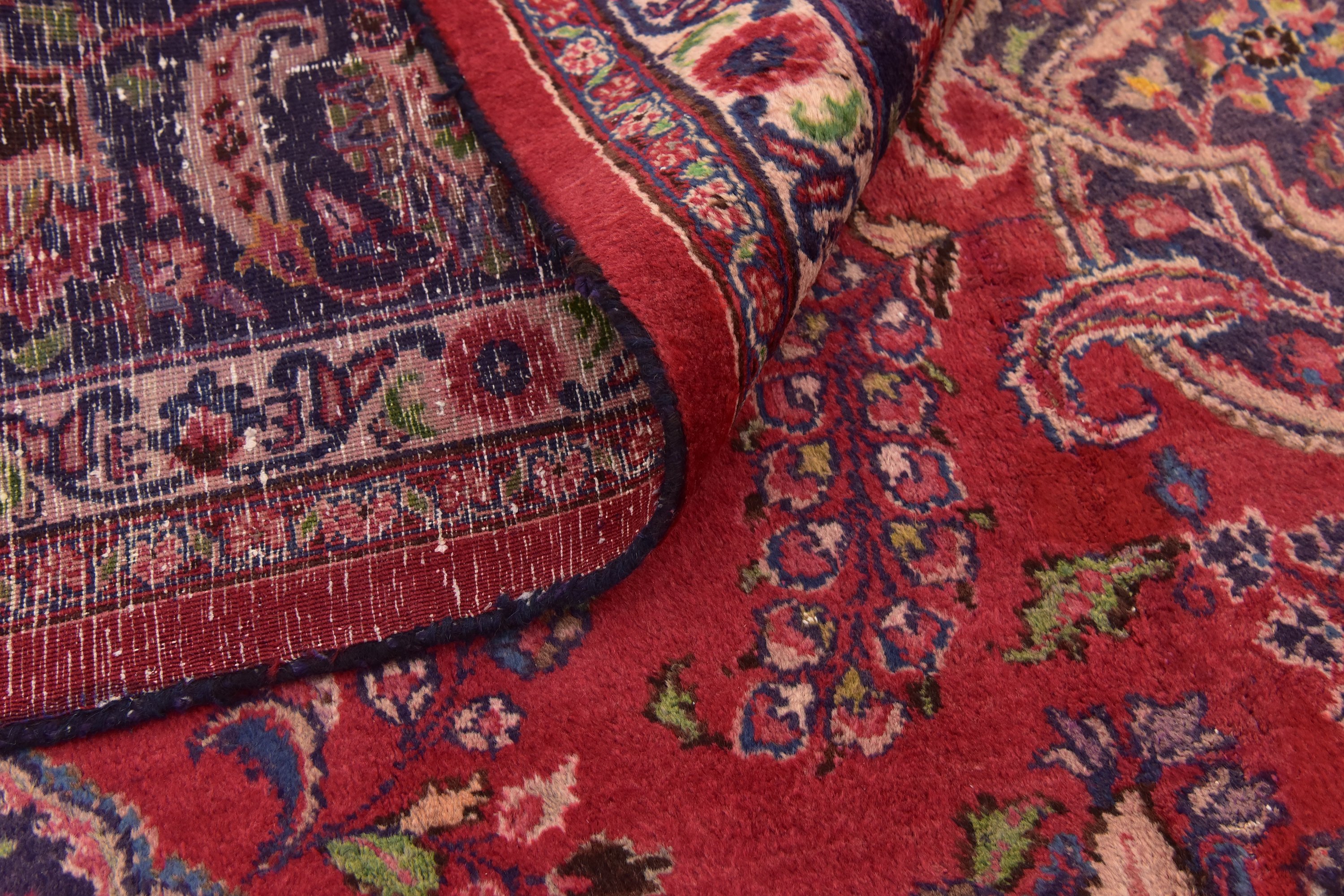 Red 10' x 12' 8 Mashad Persian Rug Persian Rugs iRugs UK