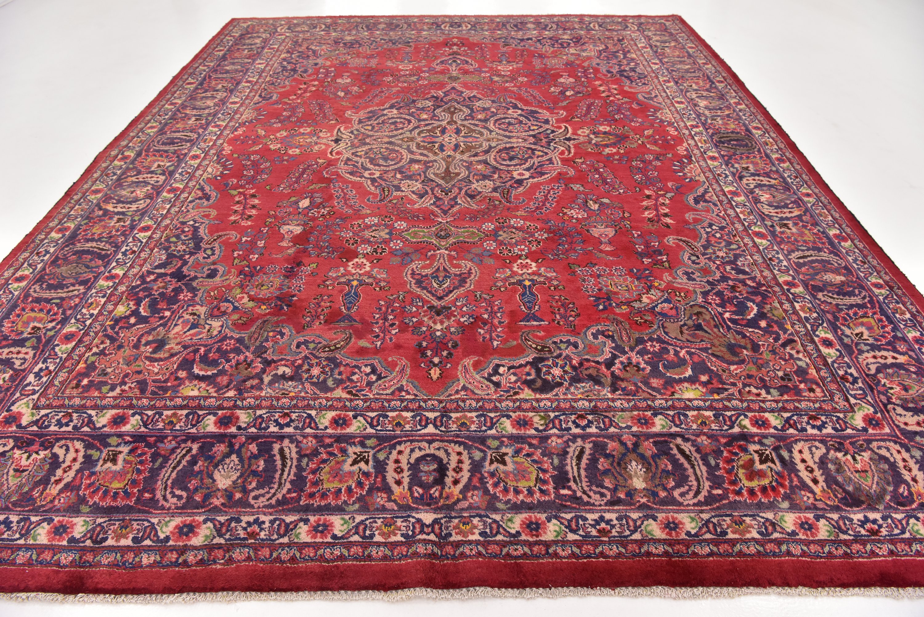 Red 10' x 12' 8 Mashad Persian Rug Persian Rugs iRugs UK