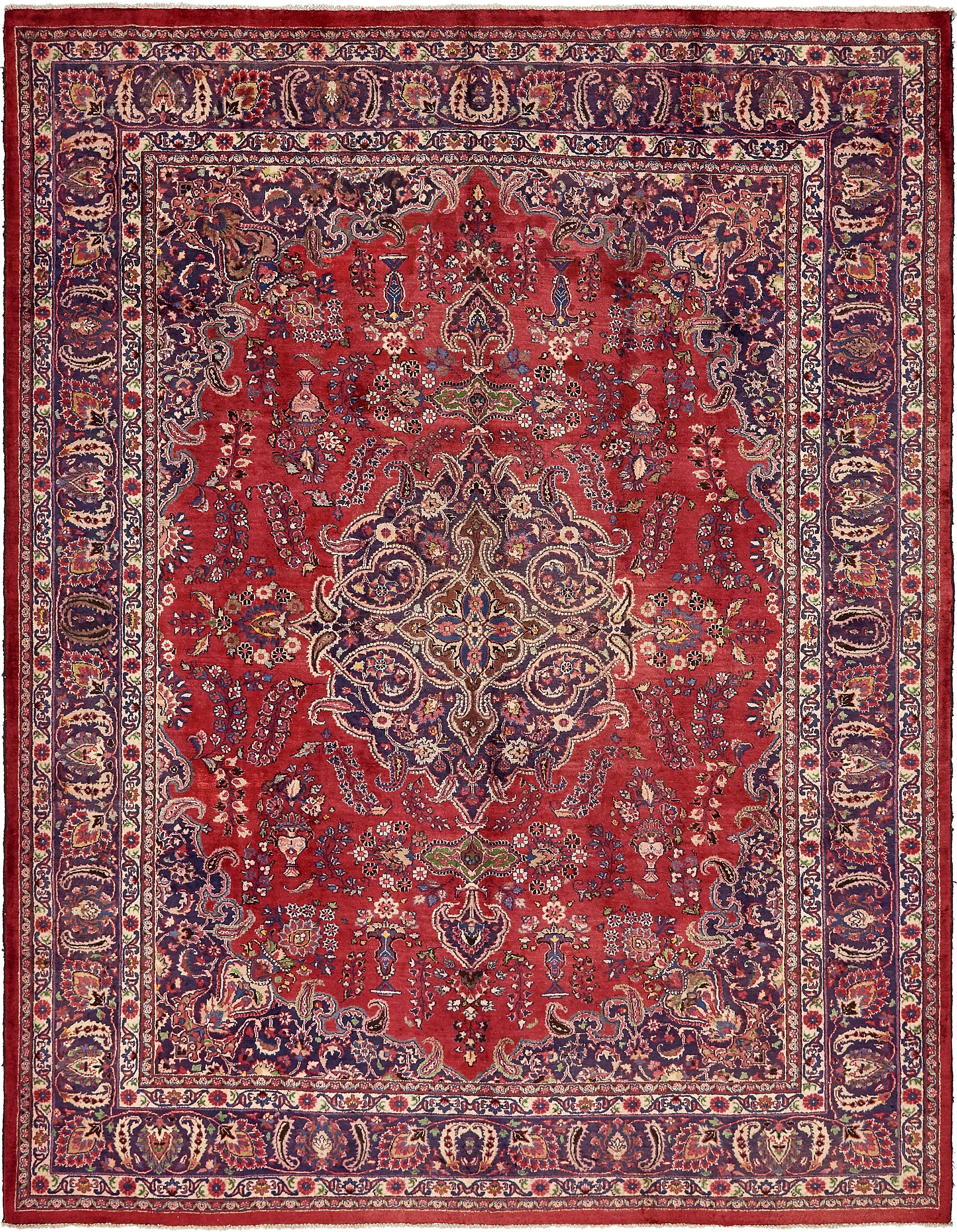 Red 10' x 12' 8 Mashad Persian Rug Persian Rugs iRugs UK