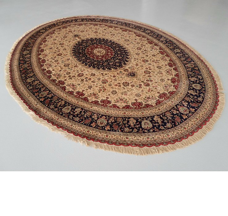 11' 6 x 13' 1 Qom Persian Oval Rug