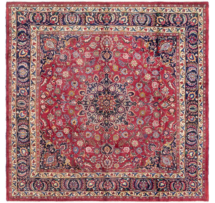 9' 9 x 10' Mashad Persian Square Rug