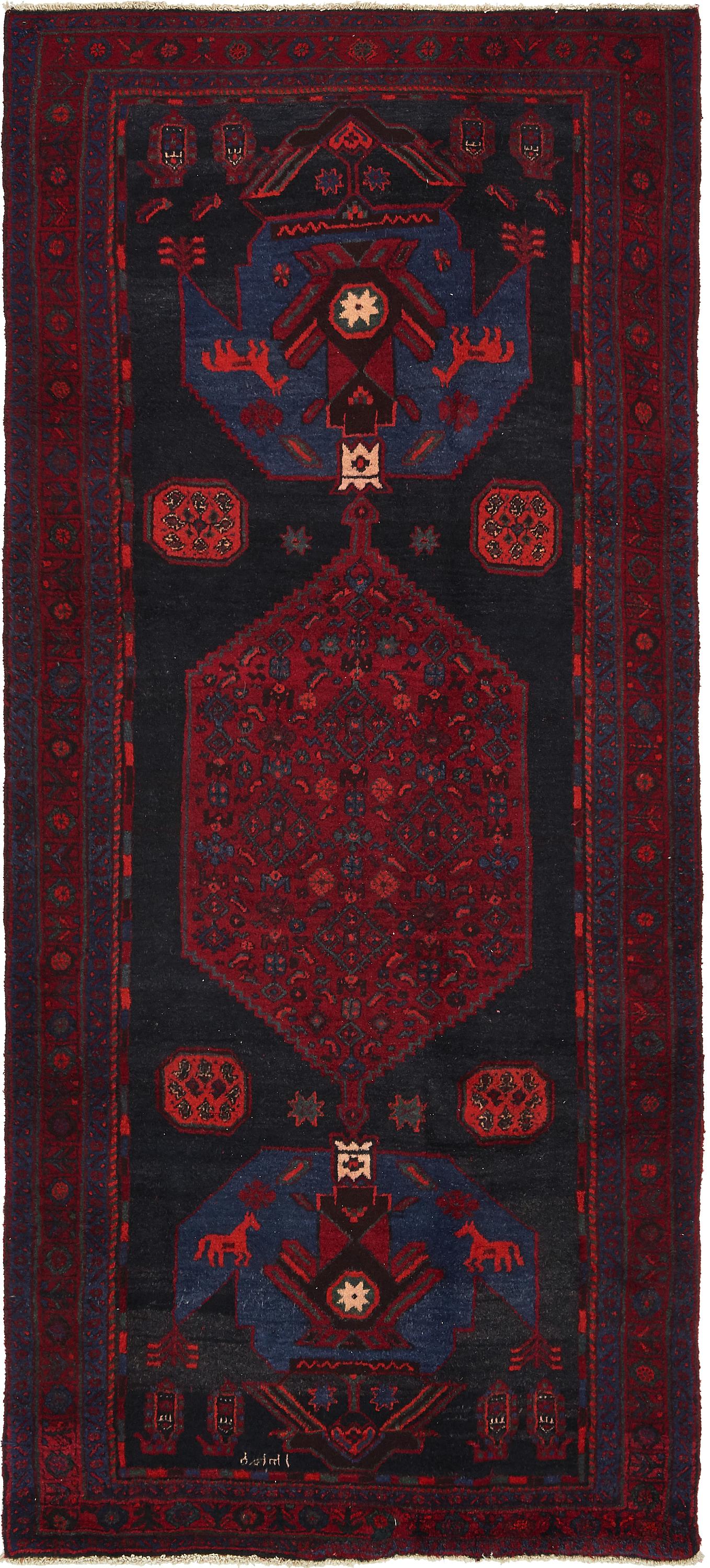 Black 4' 1 x 9' 2 Sirjan Persian Runner Rug eSaleRugs