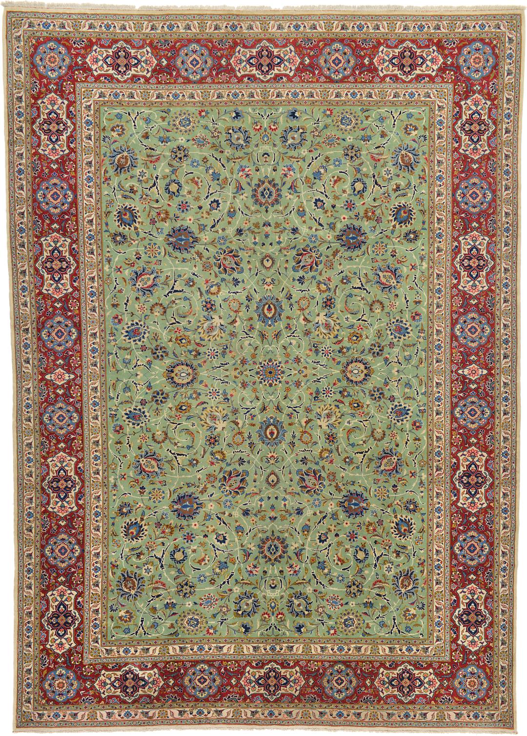 Green 9' x 12' 10 Kashan Persian Rug Persian Rugs eSaleRugs