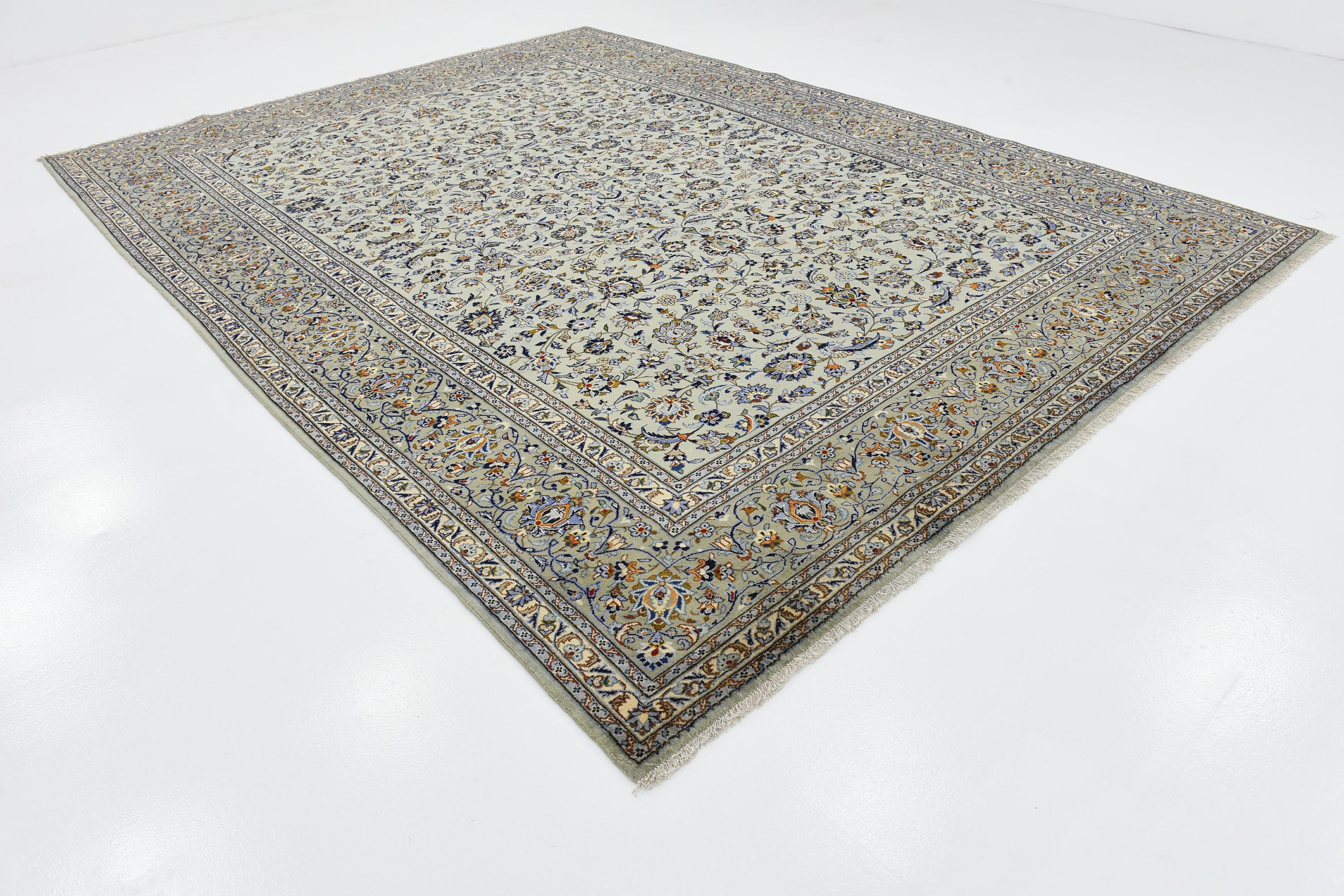 Light Green 9' 3 x 12' 6 Kashan Persian Rug eSaleRugs