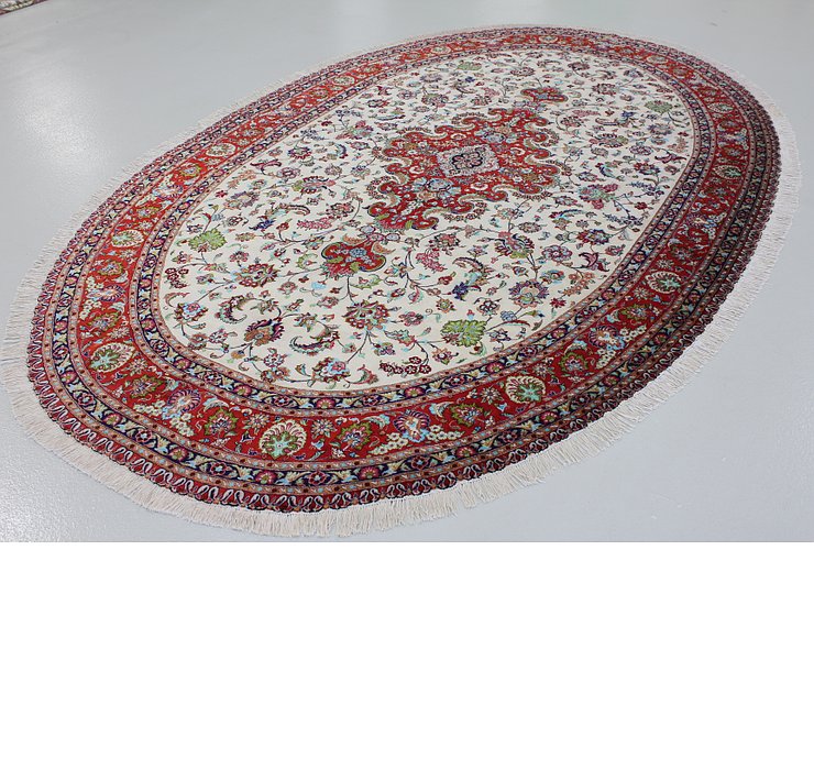 6' 7 x 11' 2 Qom Persian Oval Rug