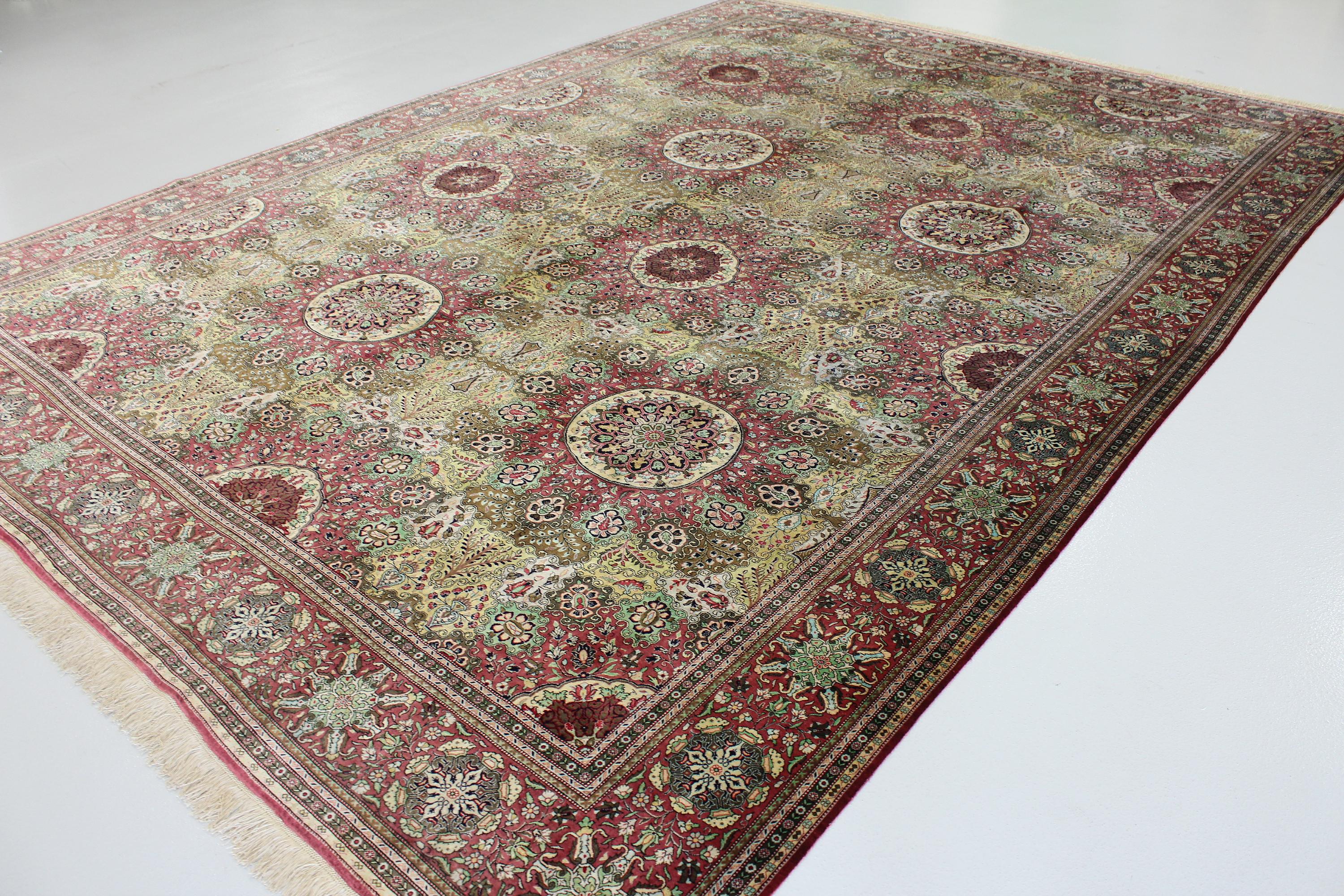 Burgundy 9' 11 x 13' 7 Qom Persian Rug eSaleRugs