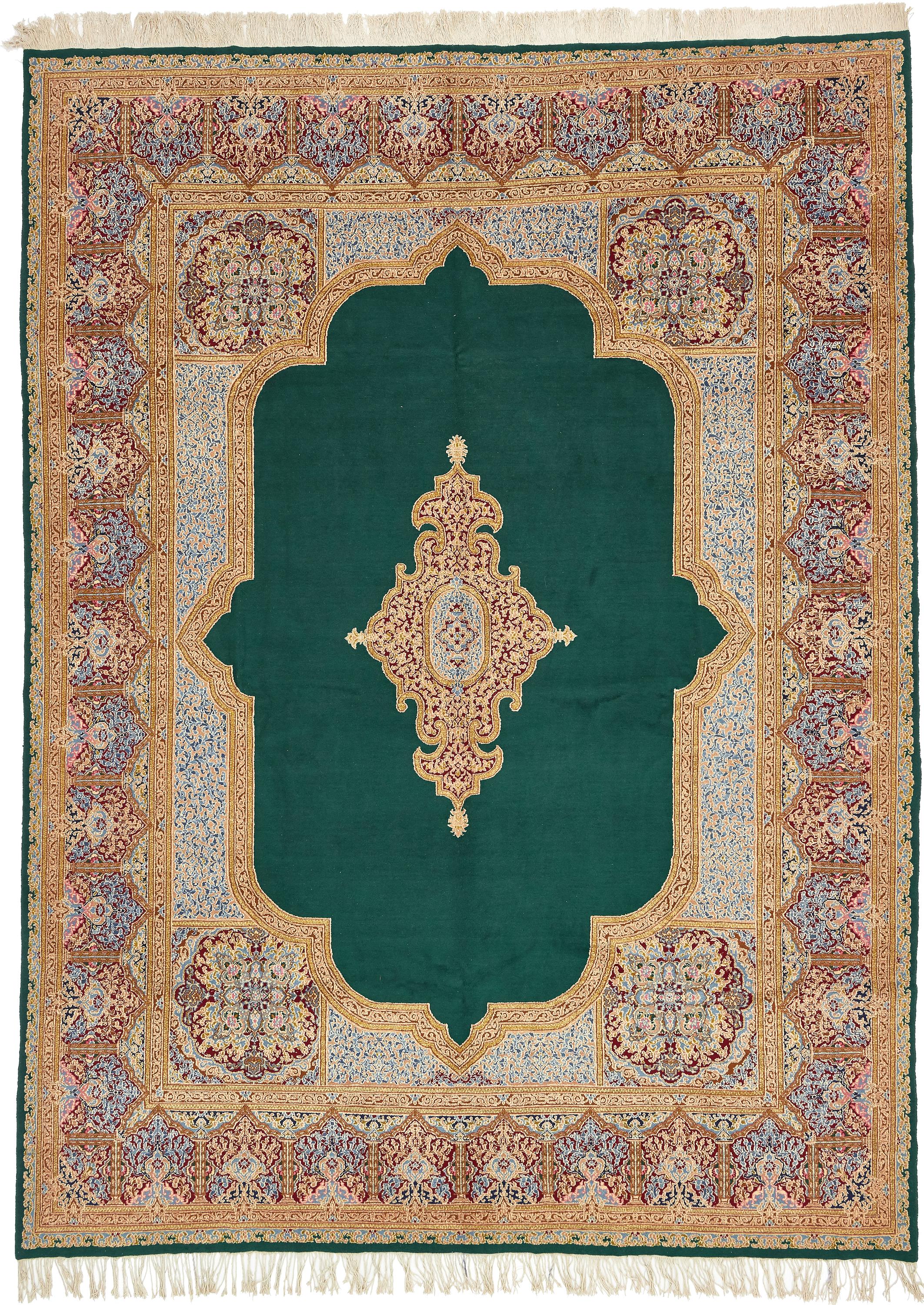 Green 10' 4 x 13' 10 Kerman Persian Rug eSaleRugs
