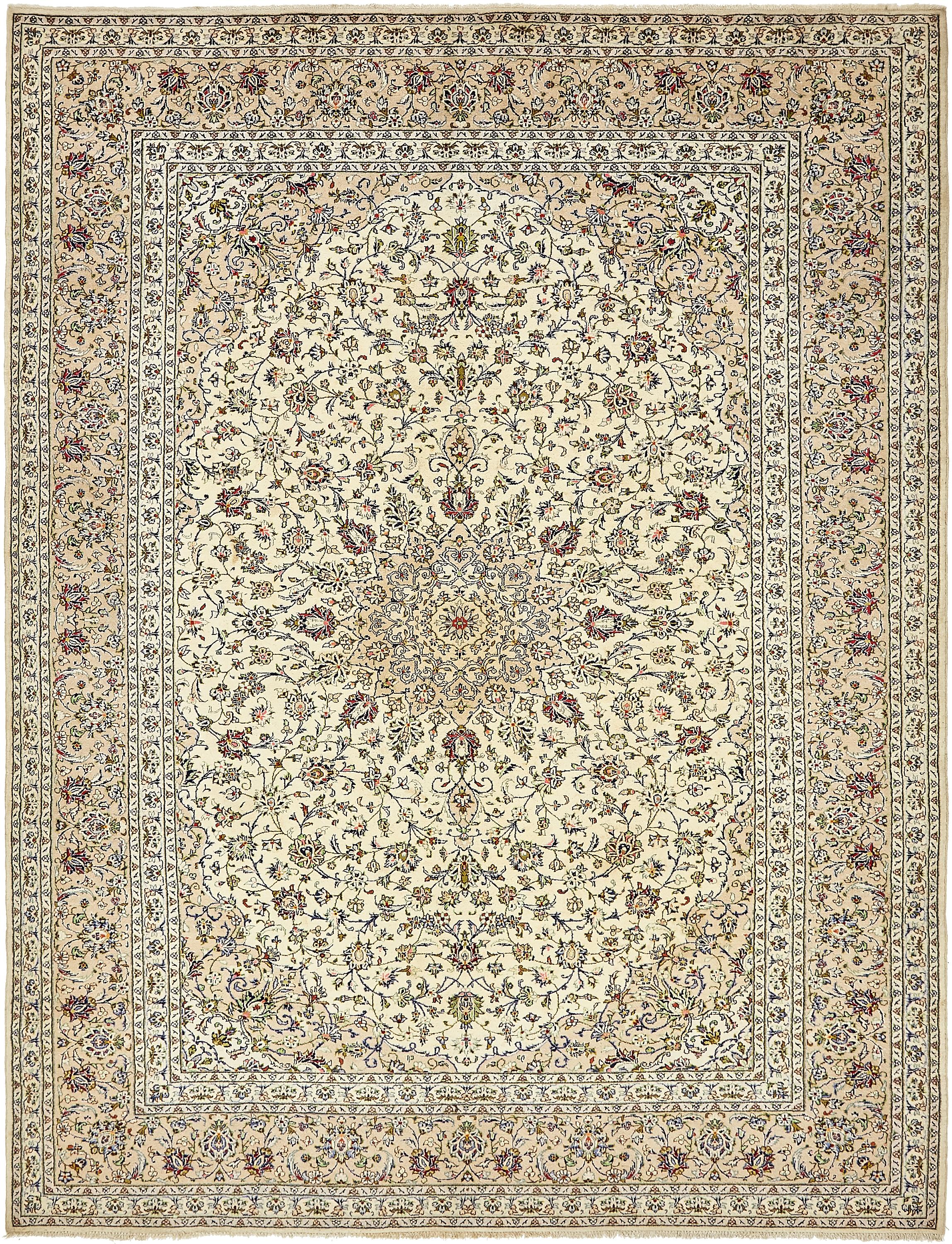 Ivory 9 8 X 12 Kashan Persian Rug Irugs Uk
