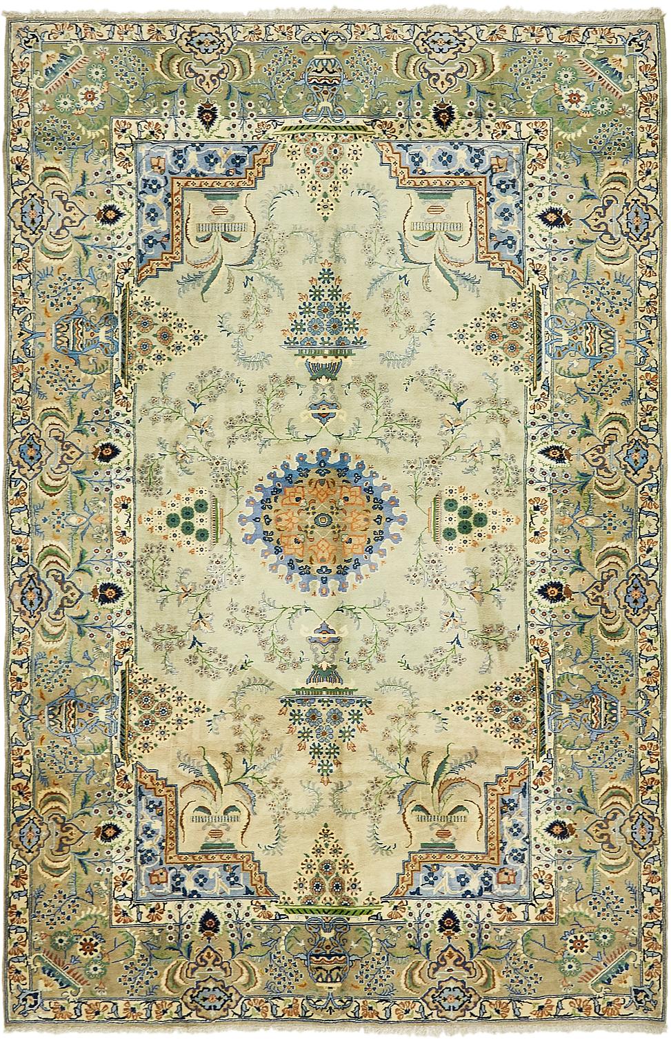 Light Green 6' 10 x 10' 8 Kashan Persian Rug Persian Rugs eSaleRugs