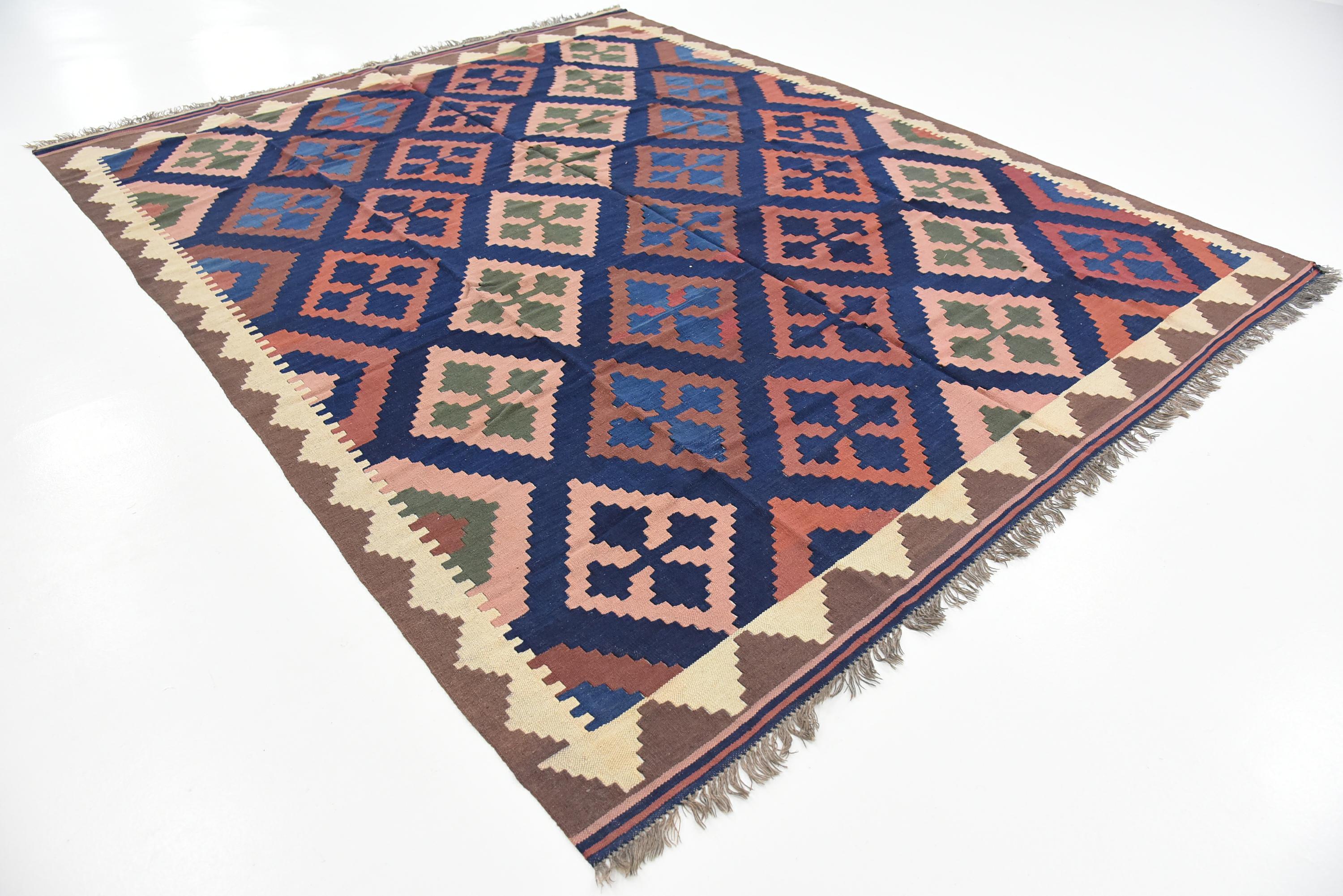 Navy Blue 7' 10 x 9' 9 Kilim Malatya Rug eSaleRugs