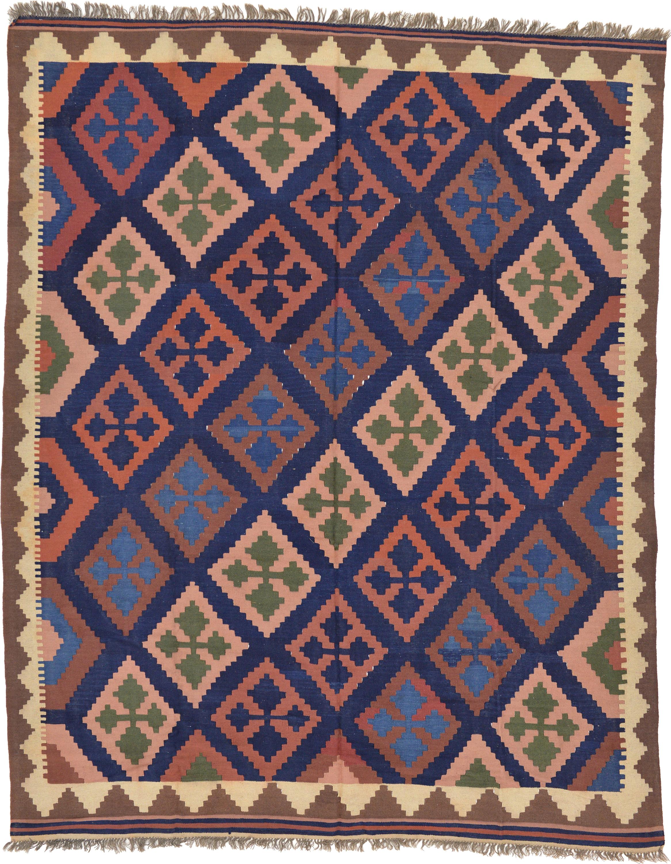 Navy Blue 7' 10 x 9' 9 Kilim Malatya Rug eSaleRugs