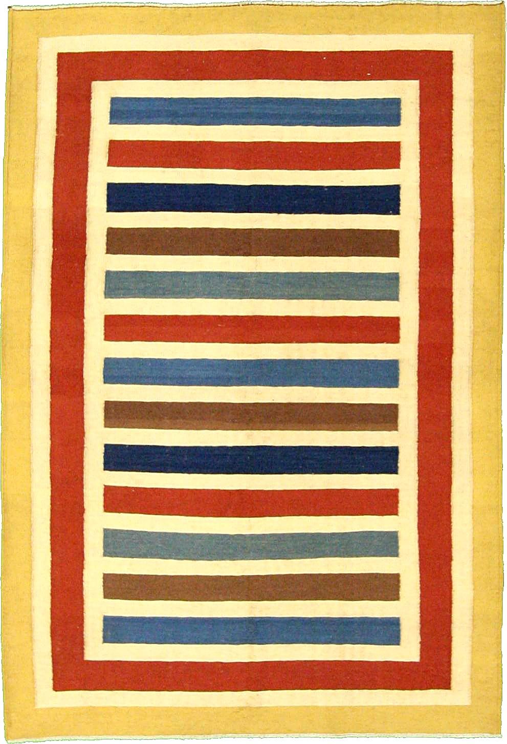 Beige 5' 10 x 8' 7 Striped Modern Kilim Rug Area Rugs eSaleRugs