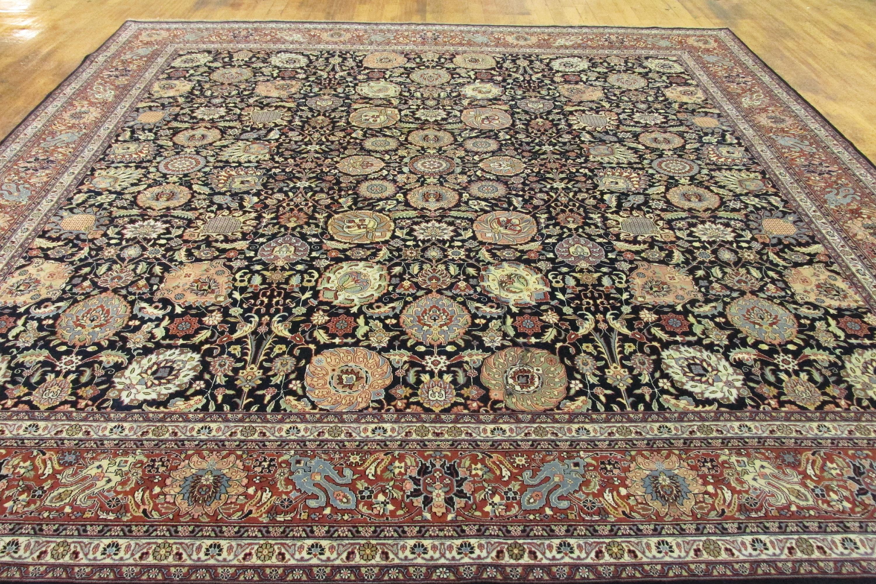 Navy Blue 12' x 12' Kensington Oriental Square Rug eSaleRugs