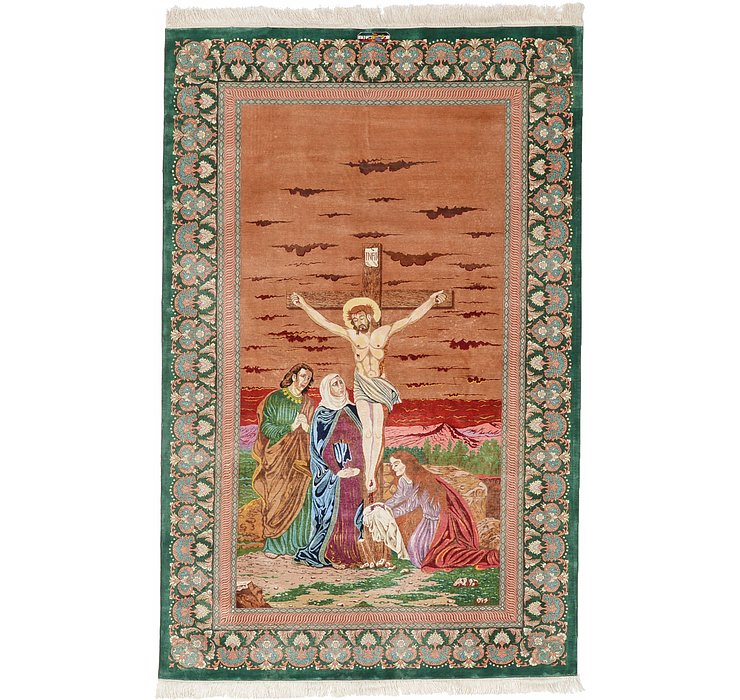 HandKnotted 4' 1 x 6' 5 Qom Persian Rug