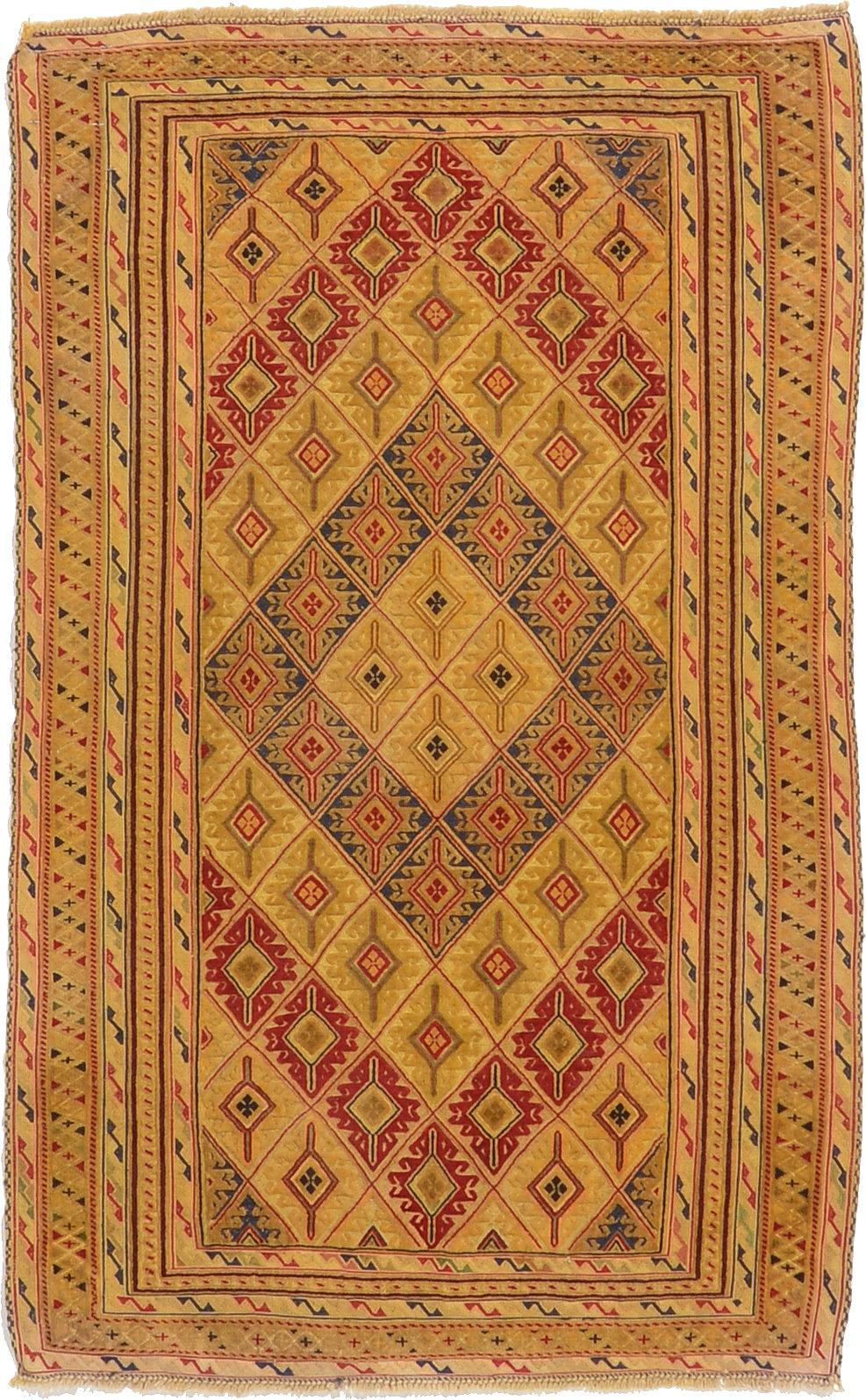 Gold 3' x 4' 9 Kilim Afghan Rug iRugs UK