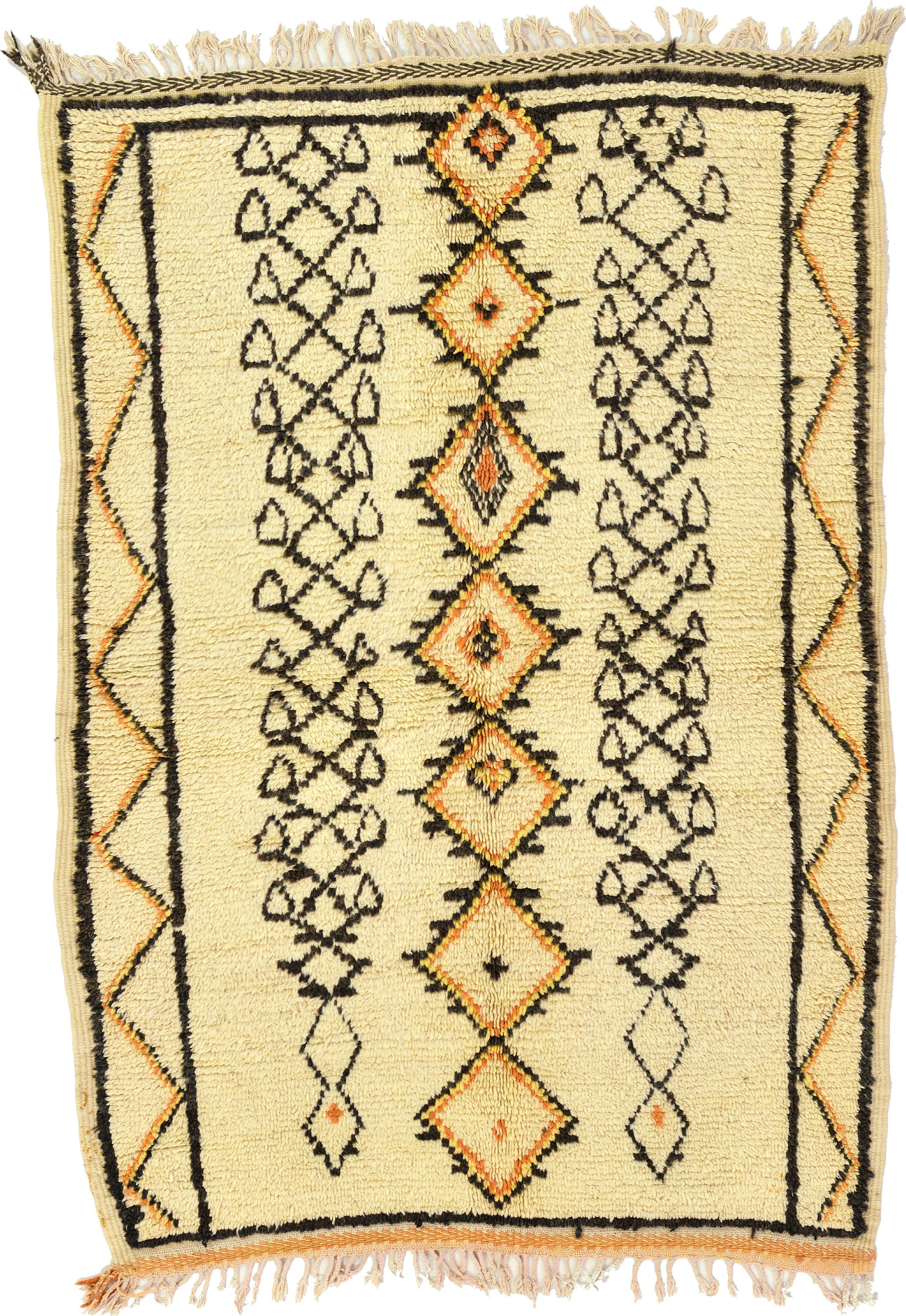 Cream 4' 1 x 6' Moroccan Rug eSaleRugs
