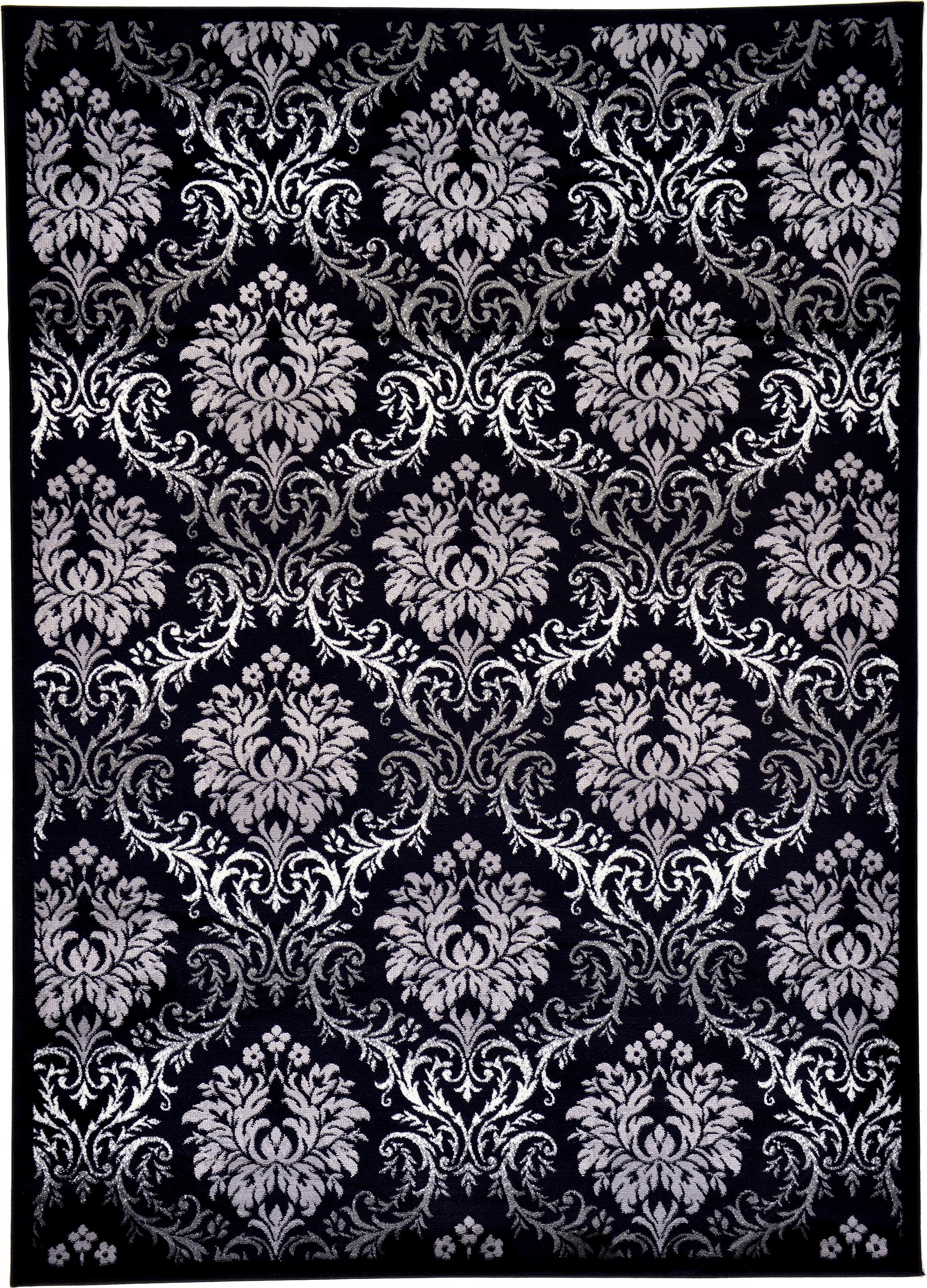 Black 6' 6 x 9' 2 Damask Rug eSaleRugs