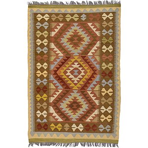Unique Loom 3' 4 x 4' 11 Kilim Maymana Rug