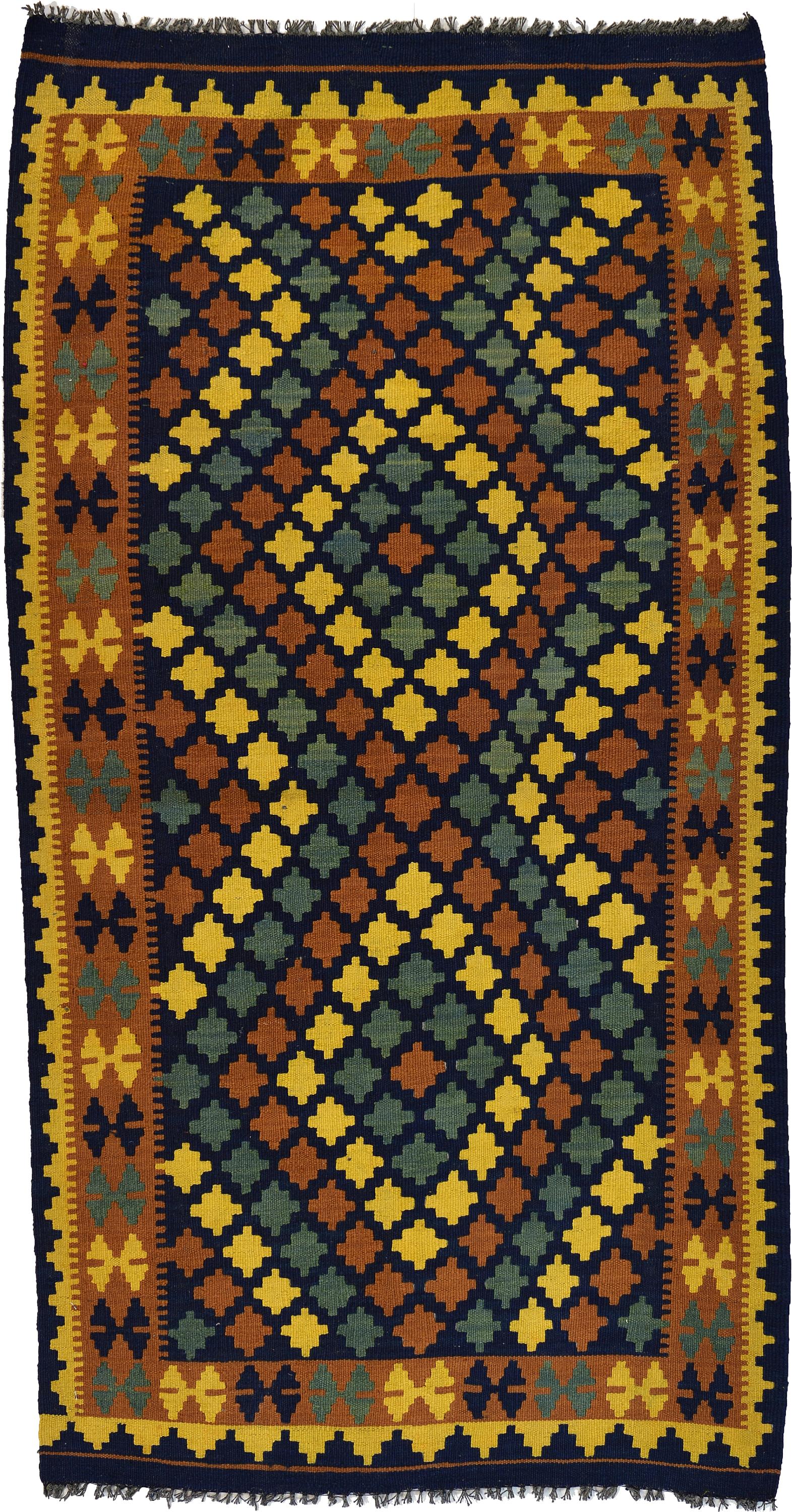 Navy Blue 3' 5 x 6' 5 Kilim Maymana Rug iRugs UK