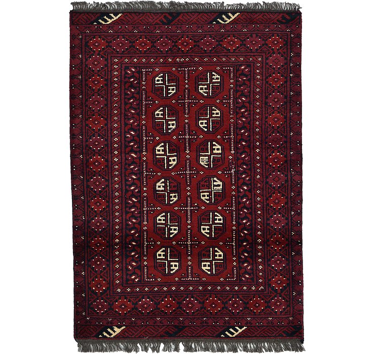 3' 4 x 4' 9 Afghan Akhche Rug
