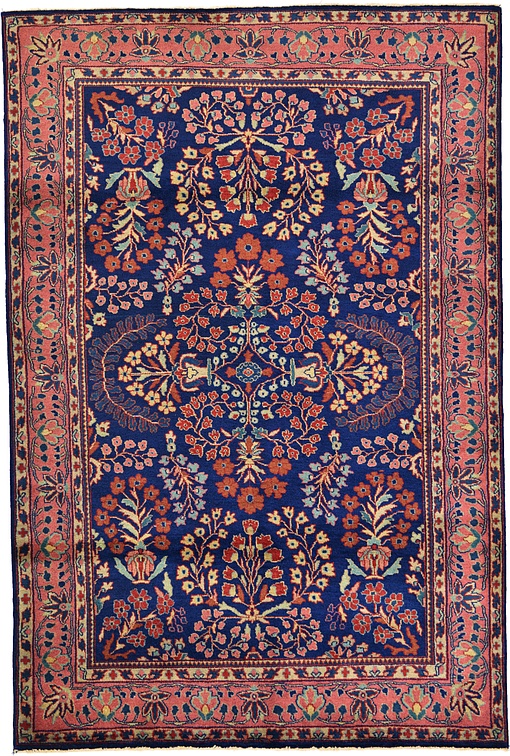 Navy Blue 4' x 6' Sarough Oriental Rug Oriental Rugs eSaleRugs