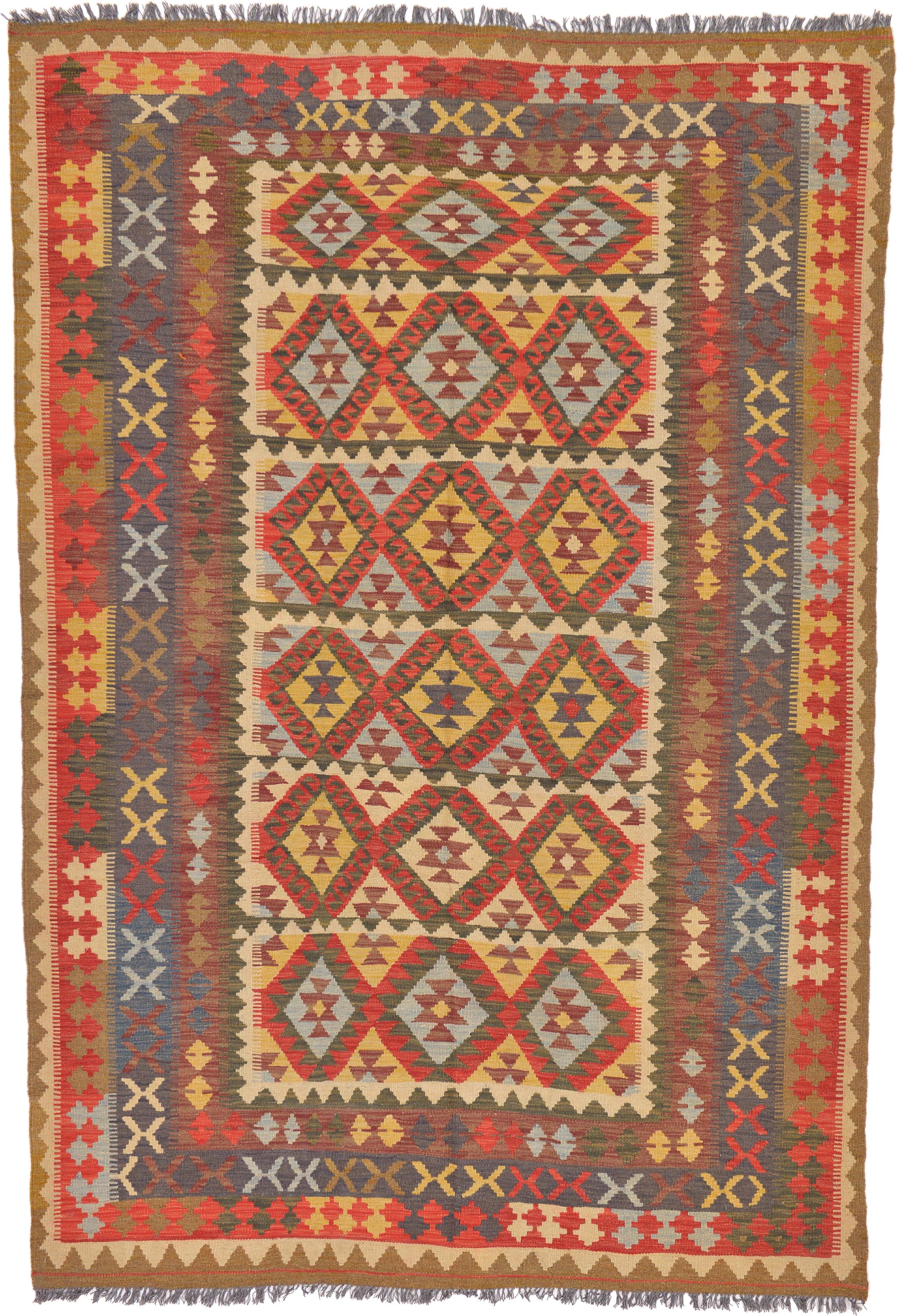 Navy Blue 6' 7 x 10' Kilim Maymana Rug Rugs.ca