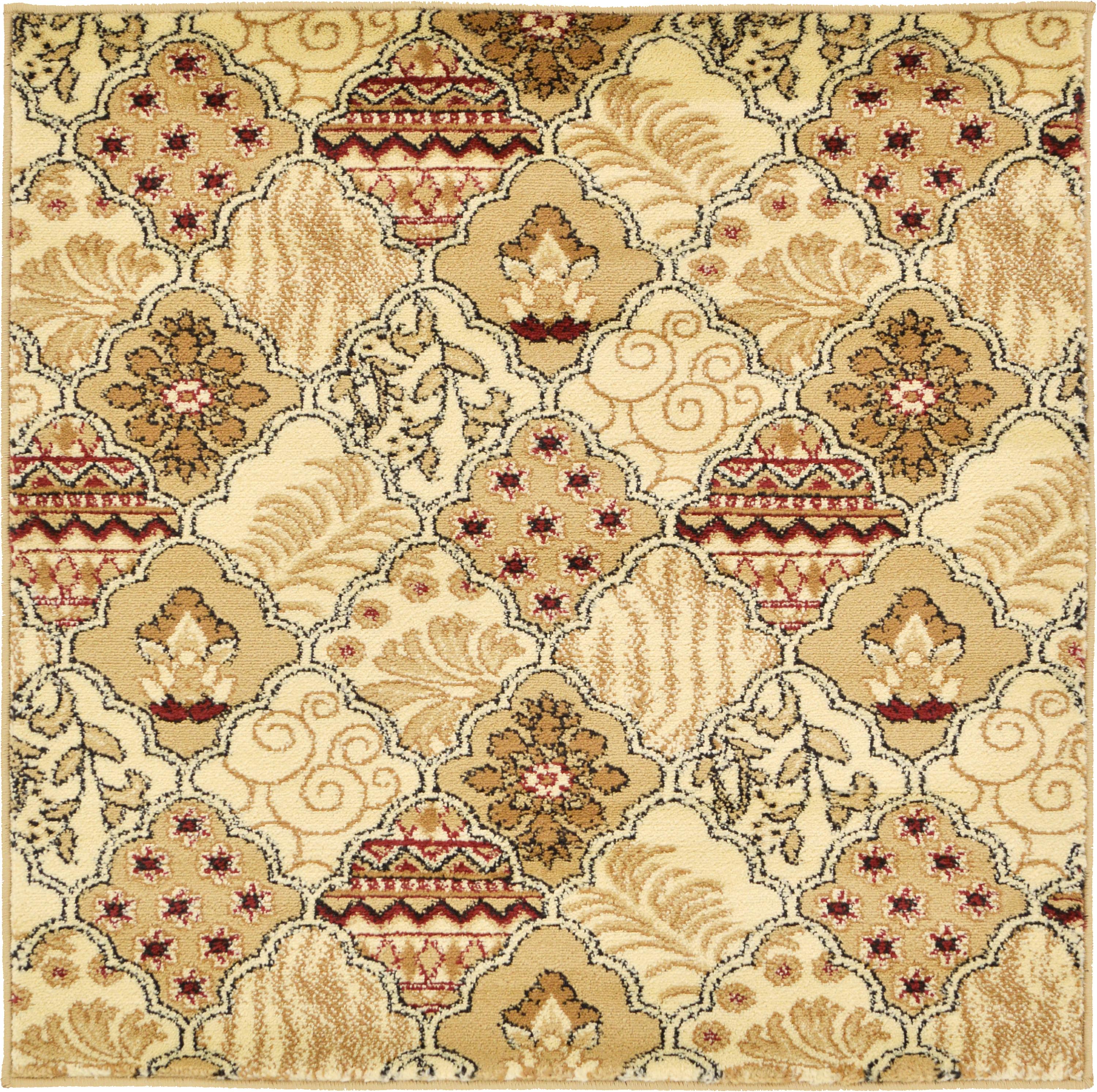 Cream 3' 3 x 3' 3 Reproduction Gabbeh Square Rug iRugs UK