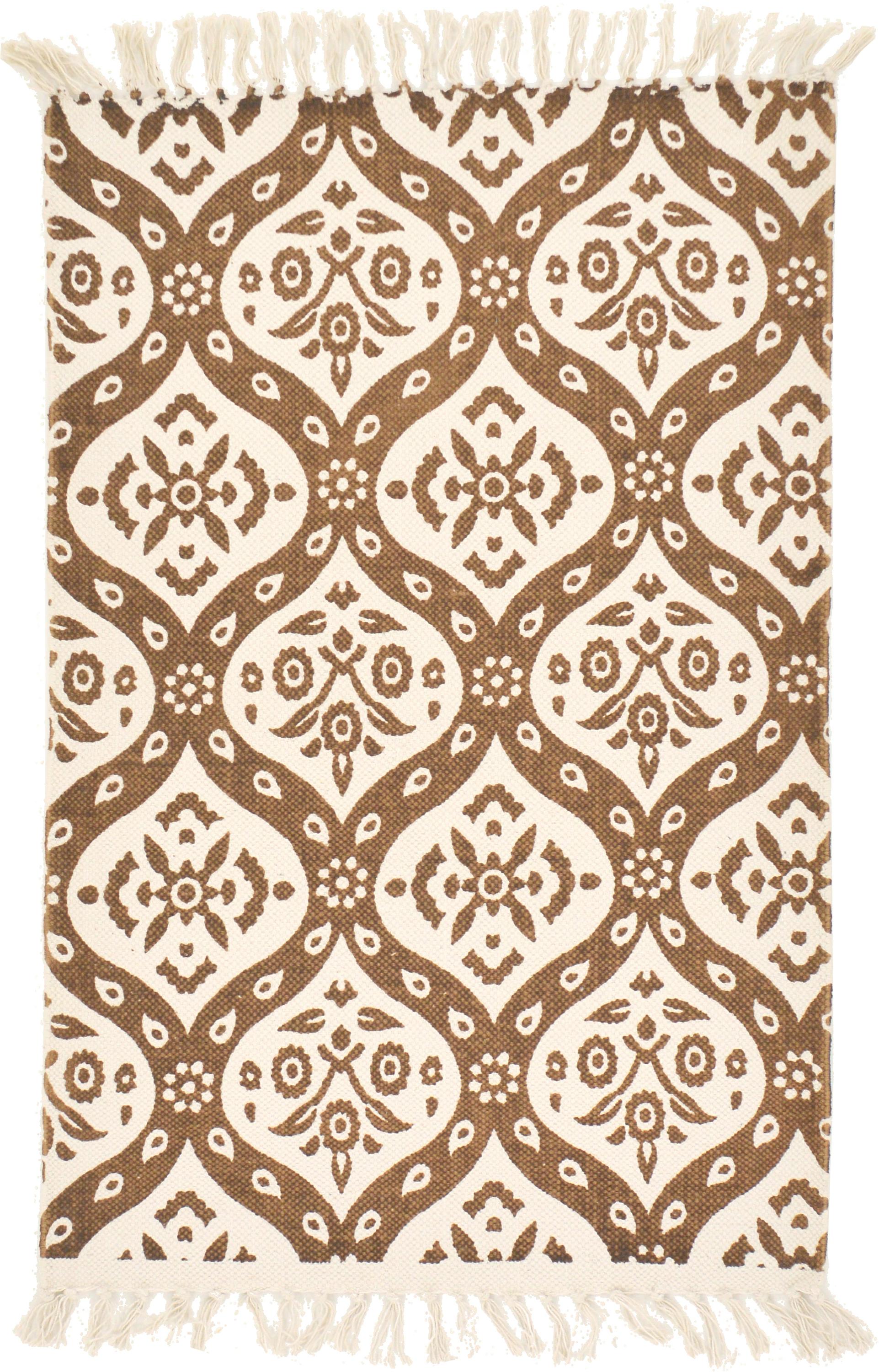 Ivory 2' x 3' Kilim Dhurrie Rug iRugs UK