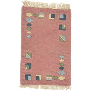 HandKnotted 1' 3 x 1' 11 Indo Tibet Rug