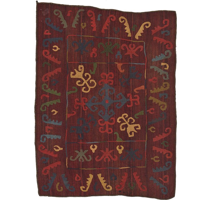 5' x 6' 8 Kilim Suzani Rug