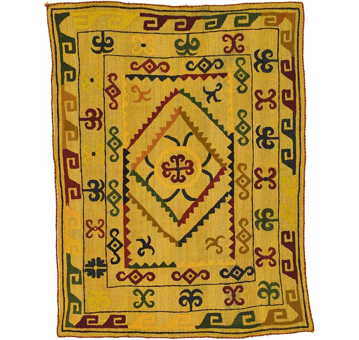4' 6 x 5' 10 Kilim Suzani Rug
