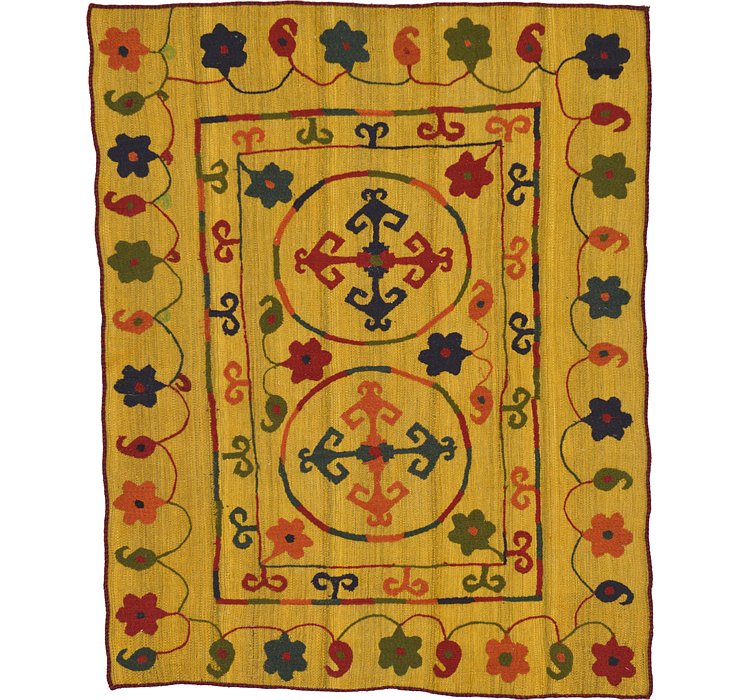 5' x 6' 4 Kilim Suzani Rug
