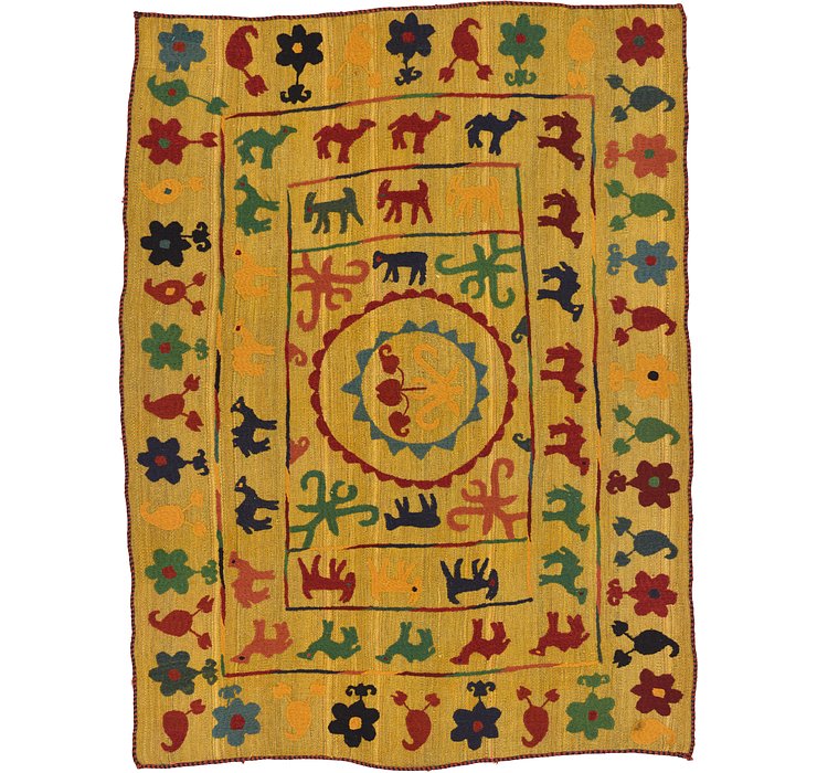 5' x 6' 7 Kilim Suzani Rug