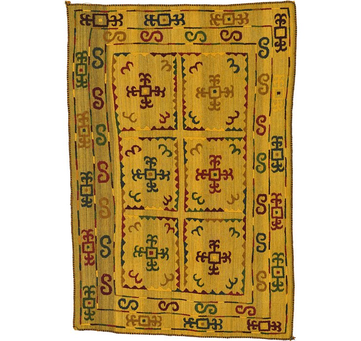 4' x 6' 2 Kilim Suzani Rug