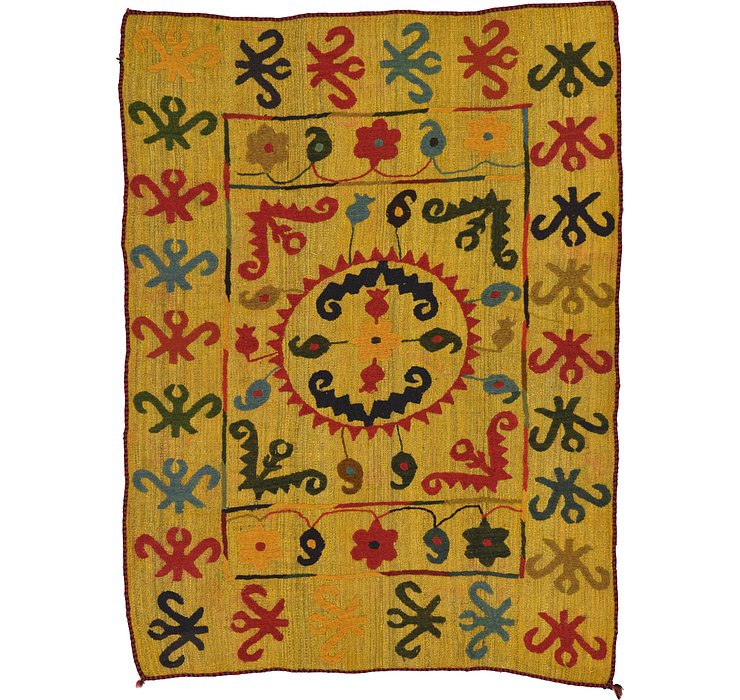 4' 6 x 6' Kilim Suzani Rug