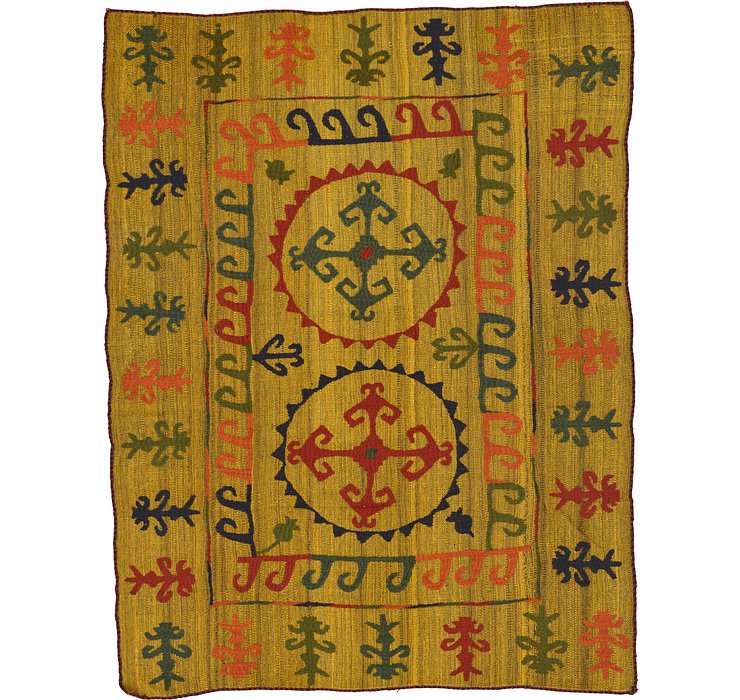 5' x 6' 4 Kilim Suzani Rug