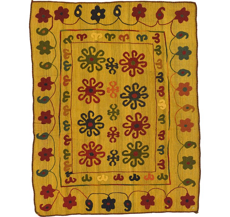 5' x 6' 4 Kilim Suzani Rug