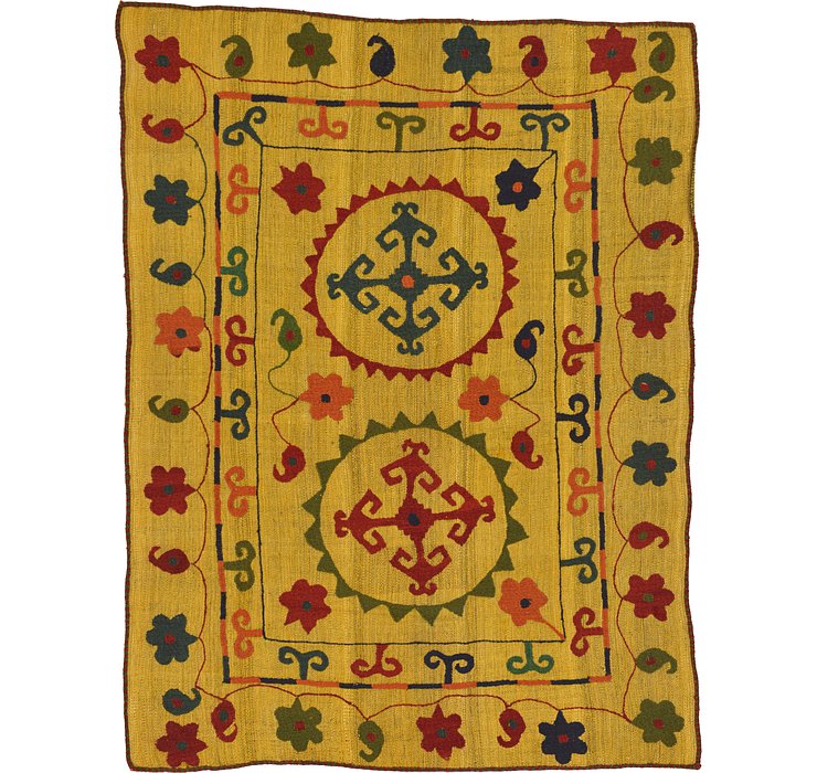 5' x 6' 6 Kilim Suzani Rug