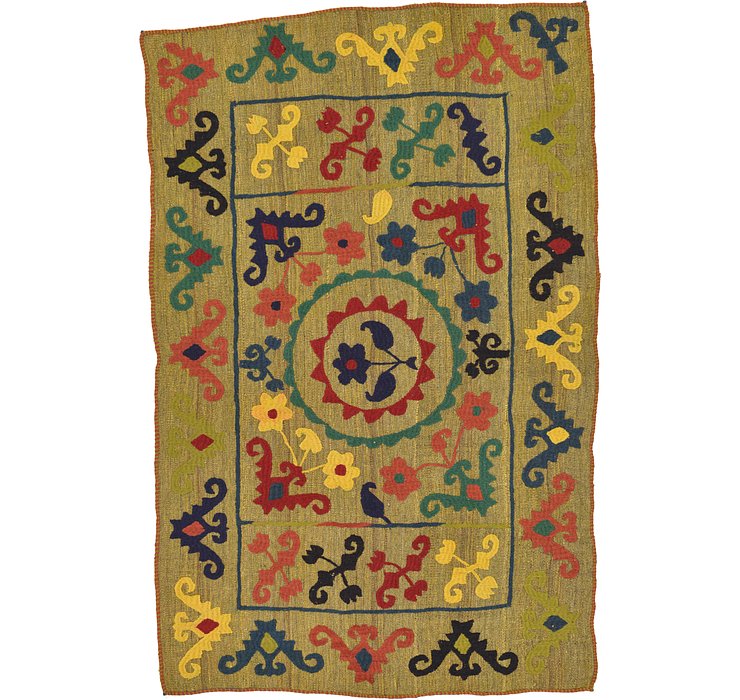4' 6 x 6' 10 Kilim Suzani Rug