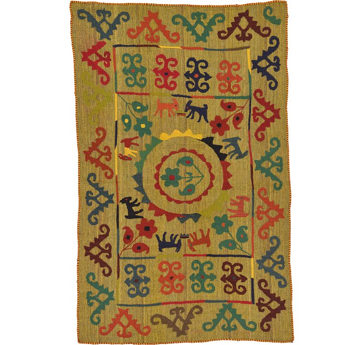 4' 4 x 7' Kilim Suzani Rug