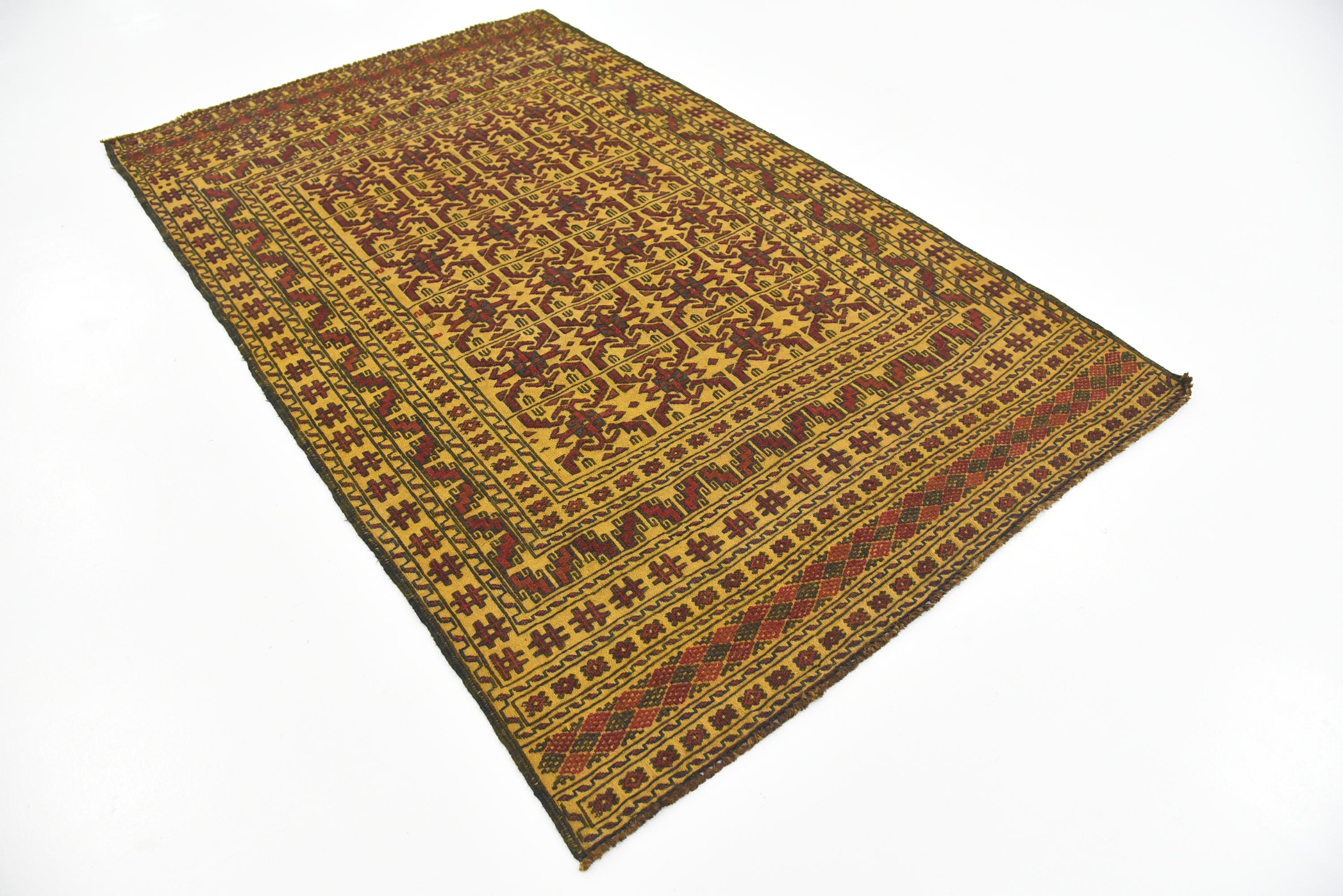 Gold 4' x 6' 6 Kilim Afghan Rug iRugs UK