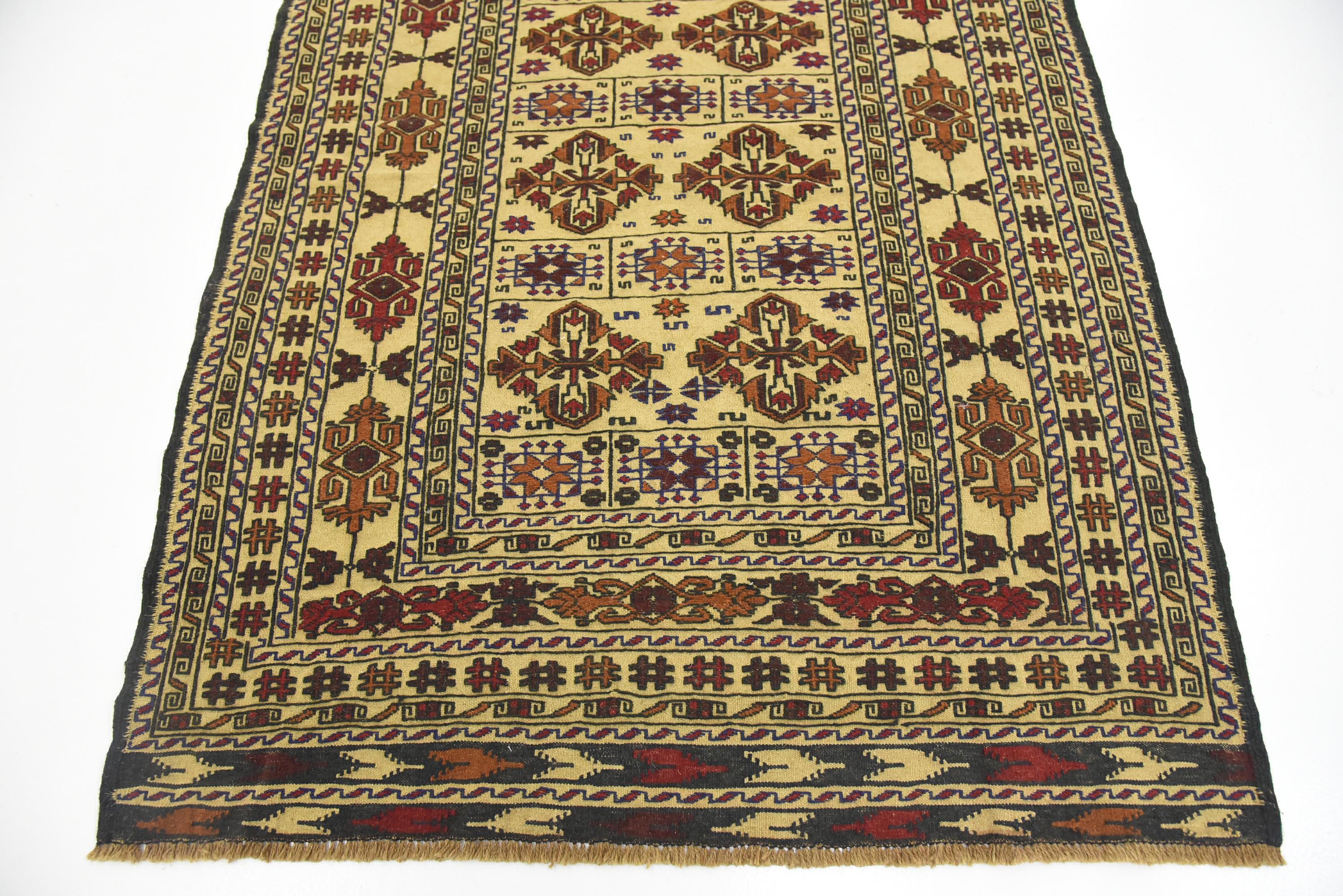 Cream 4' 3 x 6' 3 Kilim Afghan Rug iRugs UK