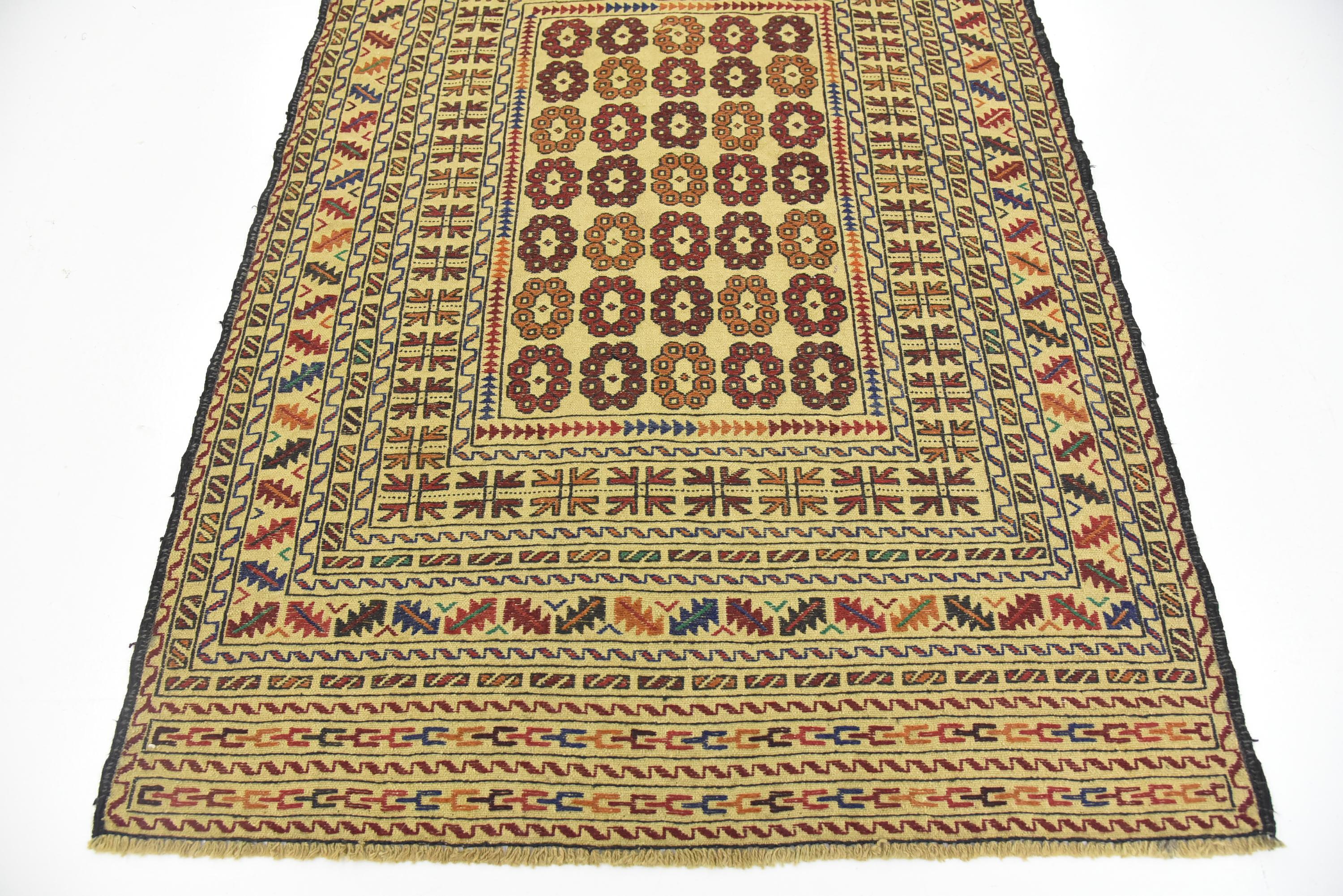 Cream 4' x 5' 10 Kilim Afghan Rug iRugs UK