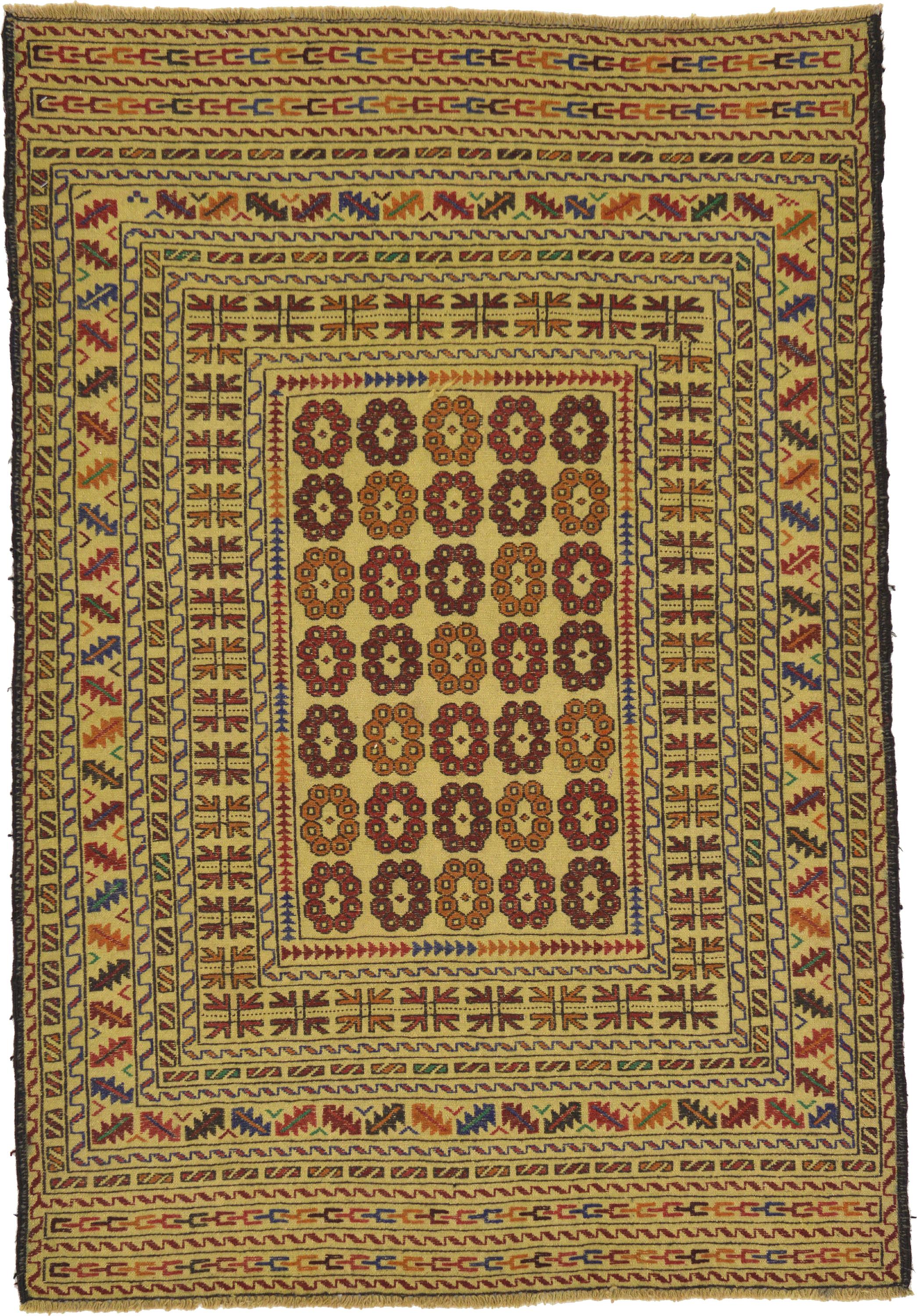 Cream 4' x 5' 10 Kilim Afghan Rug iRugs UK