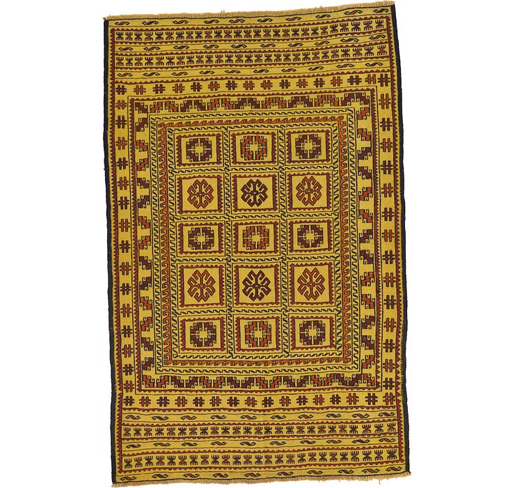4' x 6' 2 Kilim Afghan Rug
